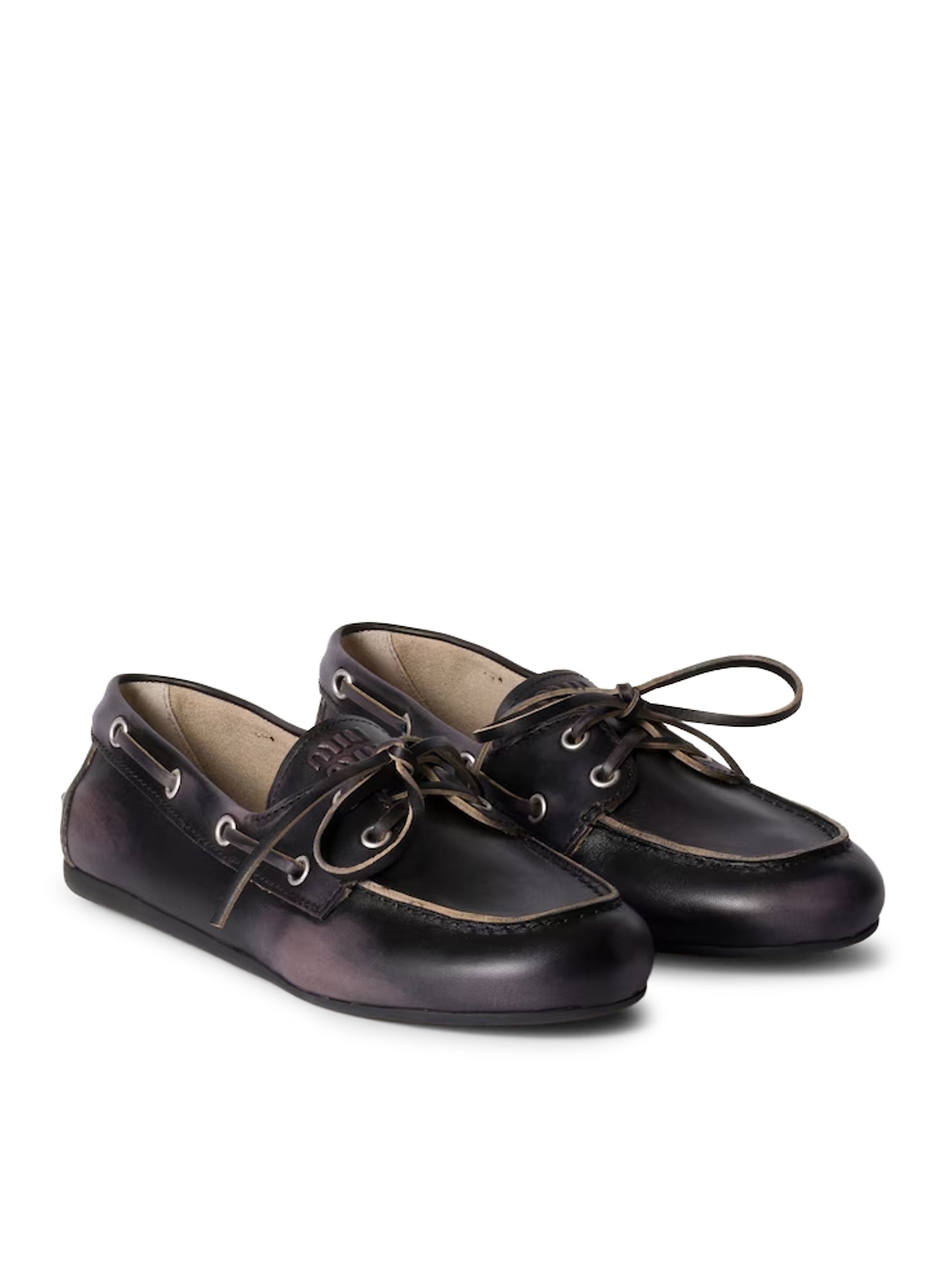 UNLINED BOAT LOAFERS IN DECOLORED LEATHER - 2