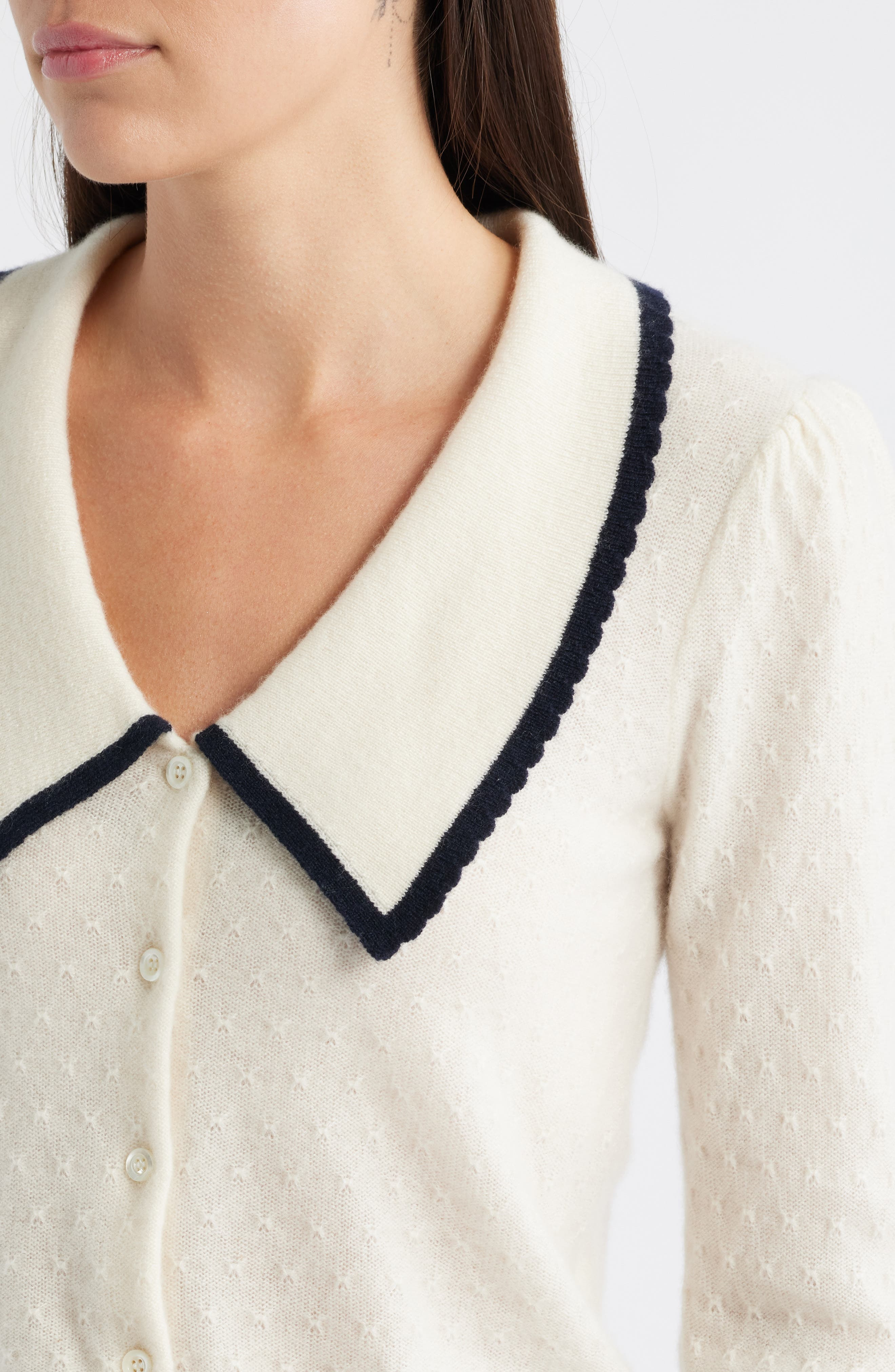 FRAME Cashmere Sailor Cardigan in Cream Multi at Nordstrom - 4