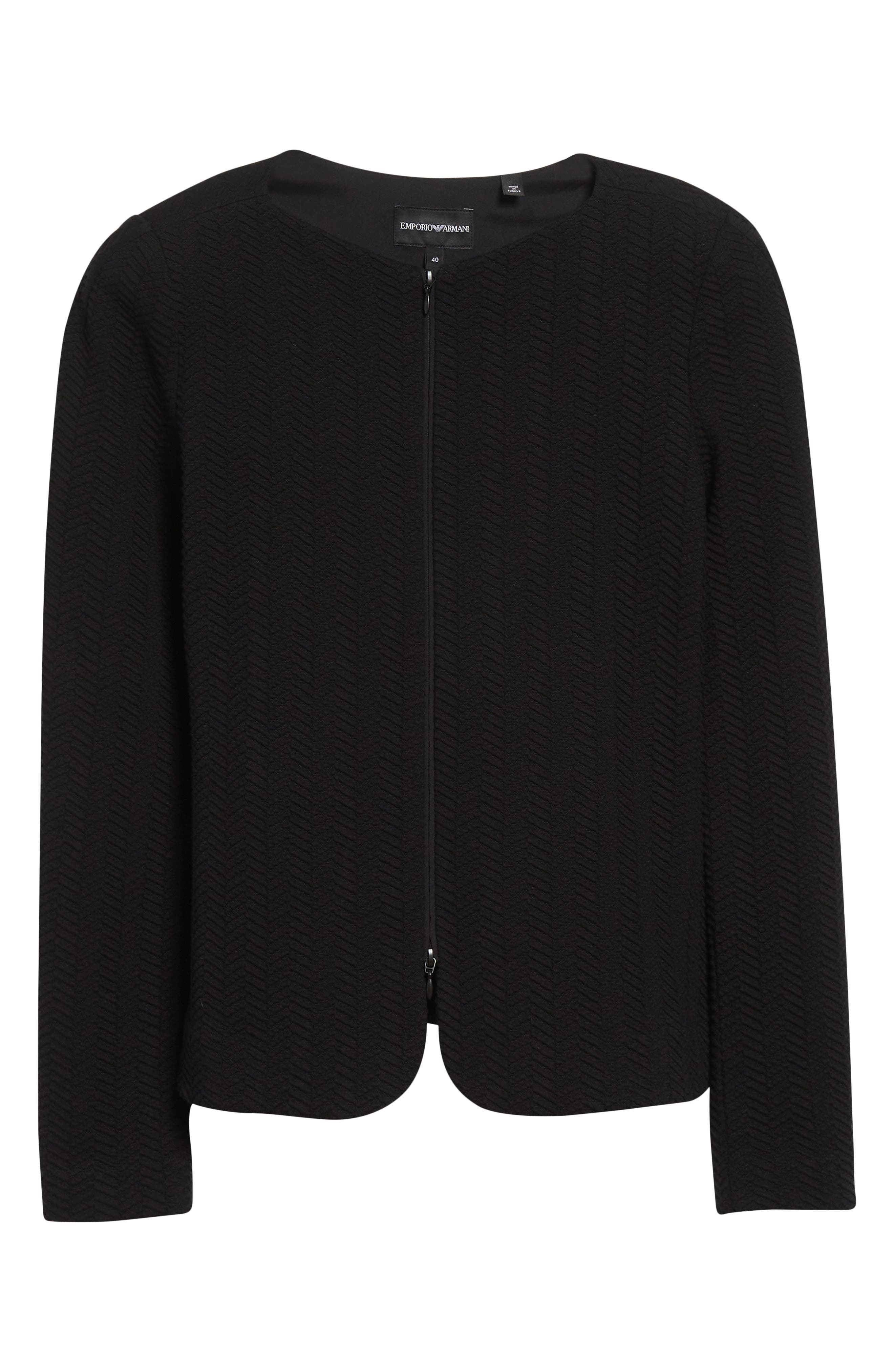 Emporio Armani Chevron Knit Jacket in Solid Black at Nordstrom - 7