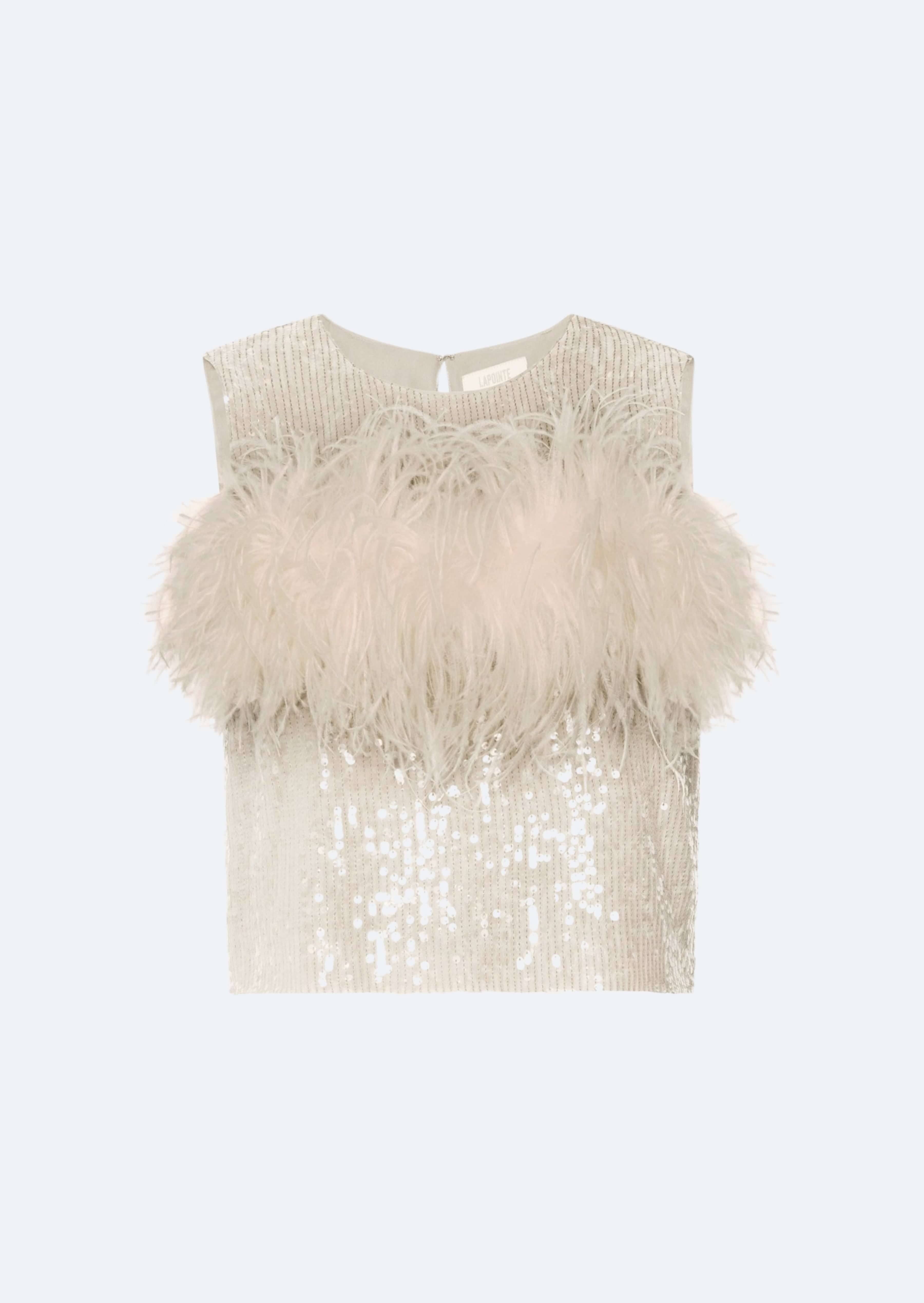 Sequin Tank With Feathers - 1