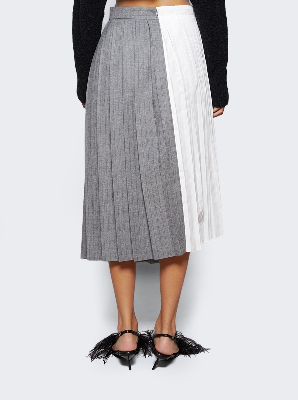 Poplin Mix Stripe Skirt Grey And Off White - 5