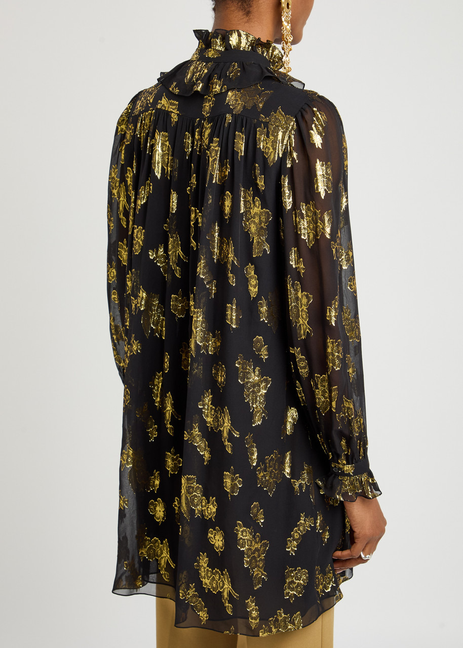 Chloe Metallic Floral-jacquard Silk-blend Mini Dress - 3