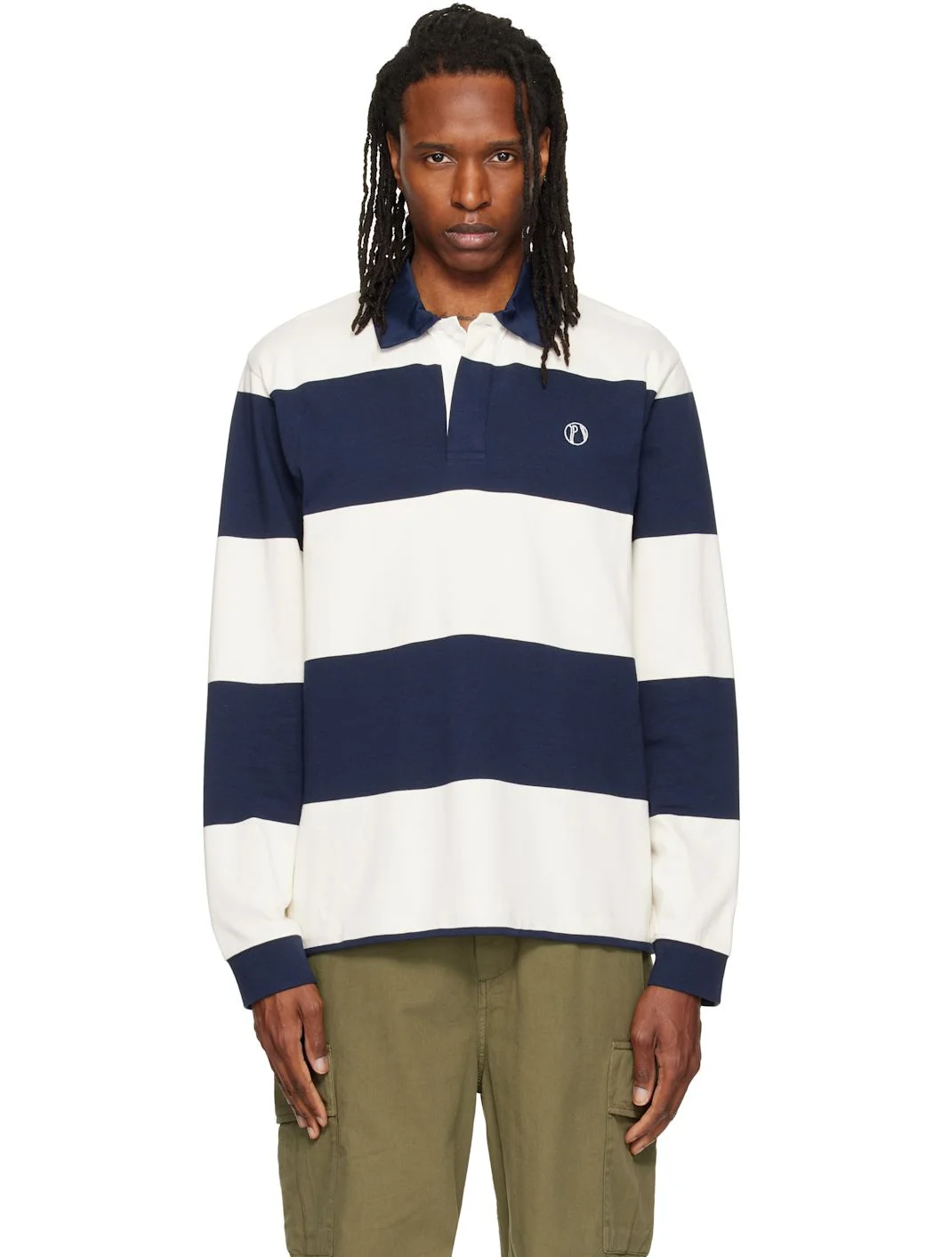 Navy & White Ball Rugby Polo - 1