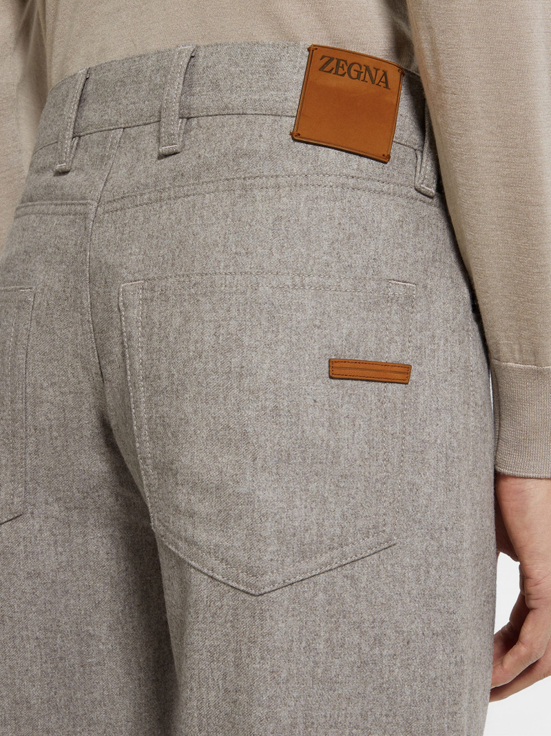 ZEGNA LIGHT TAUPE WOOL AND CASHMERE ROCCIA PANTS outlook