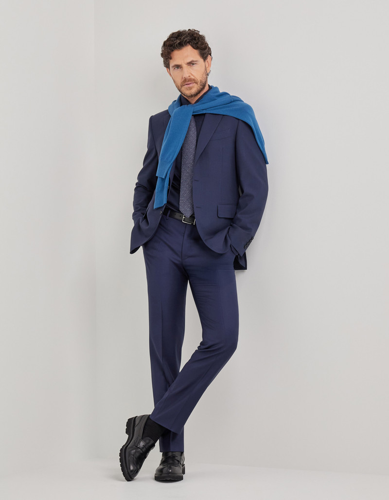 LIGHT BLUE AND BLUE SILK AND CASHMERE REGULAR-FIT OVERCHECK JACKET 56