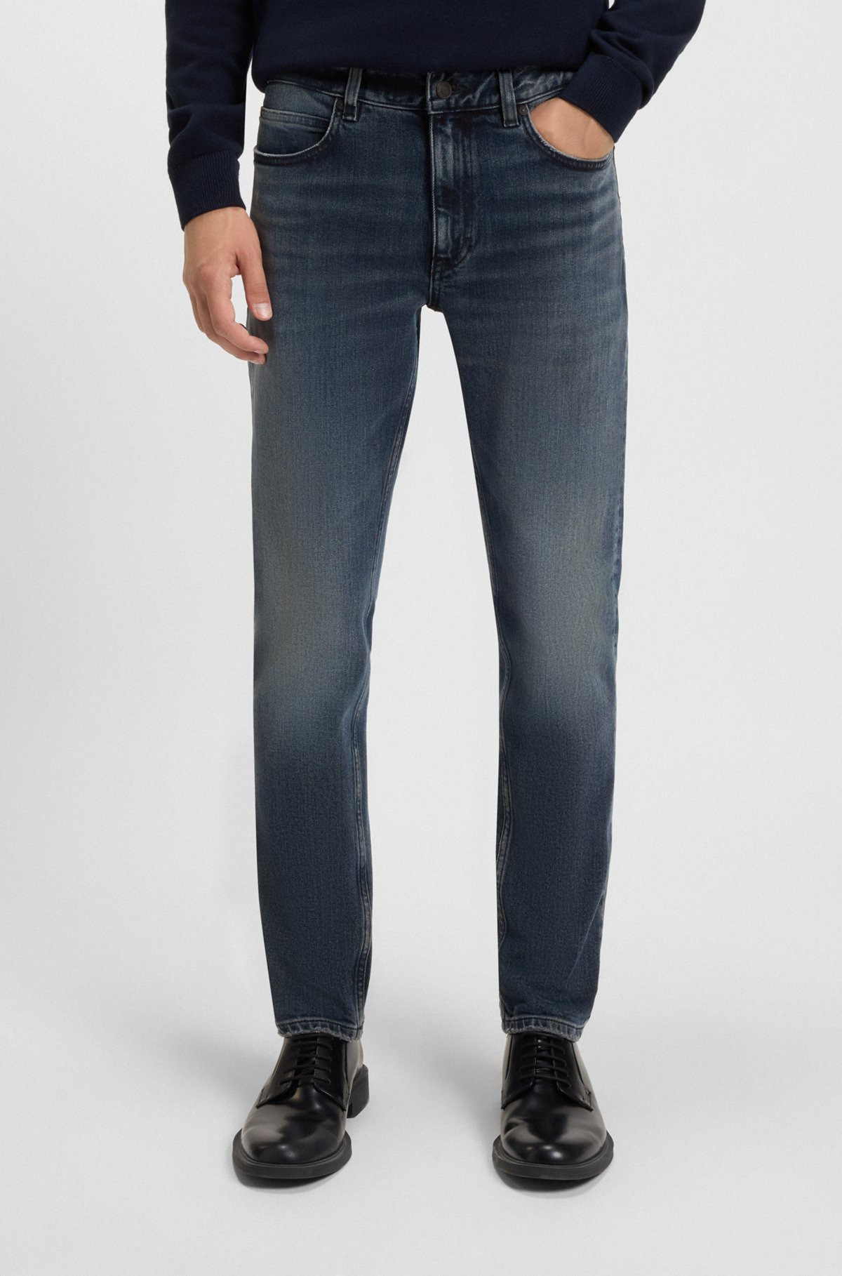 EXTRA-SLIM-FIT JEANS IN MID-BLUE STRETCH DENIM - 2