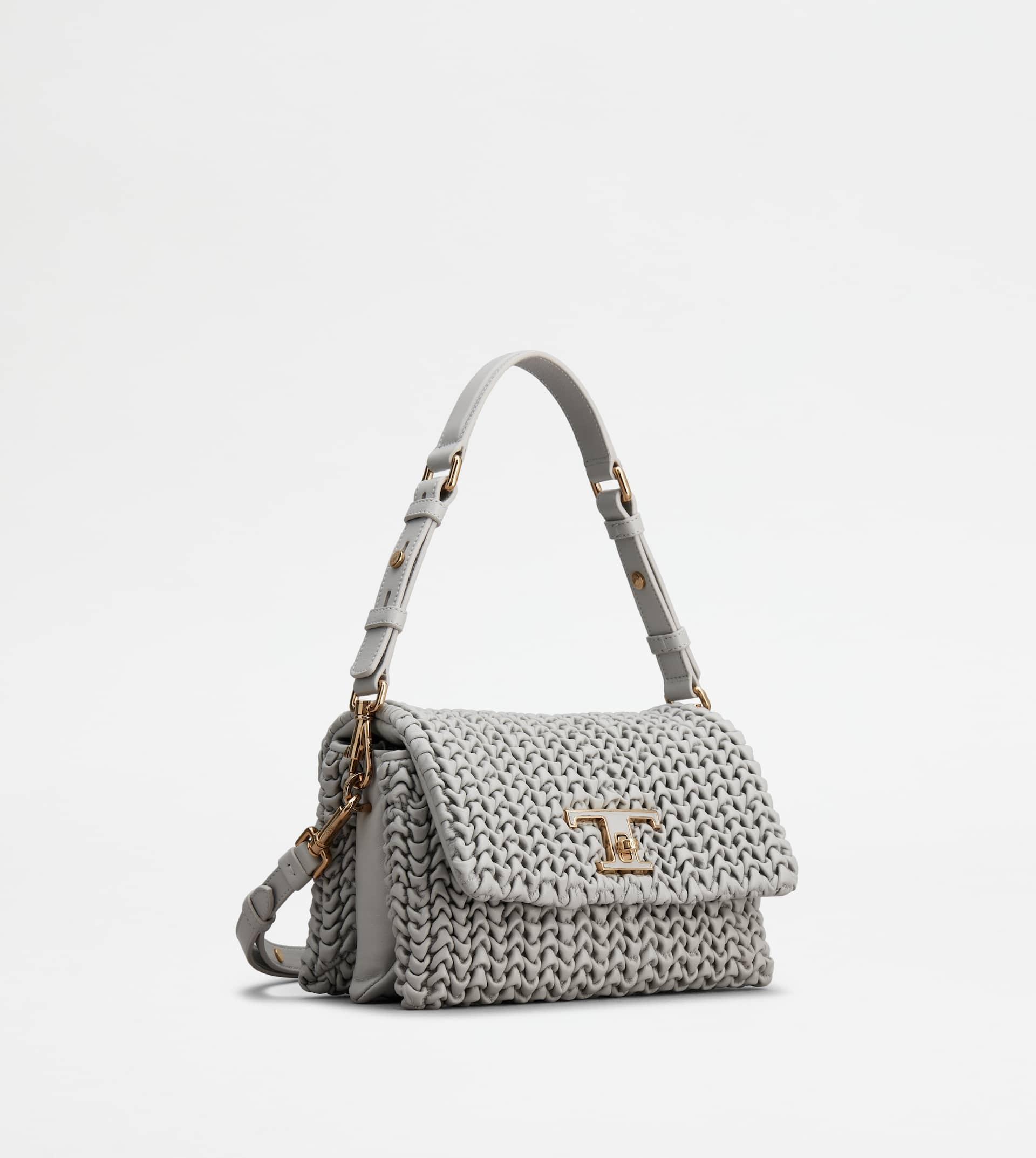 T TIMELESS FLAP BAG IN LEATHER MINI - GREY - 5