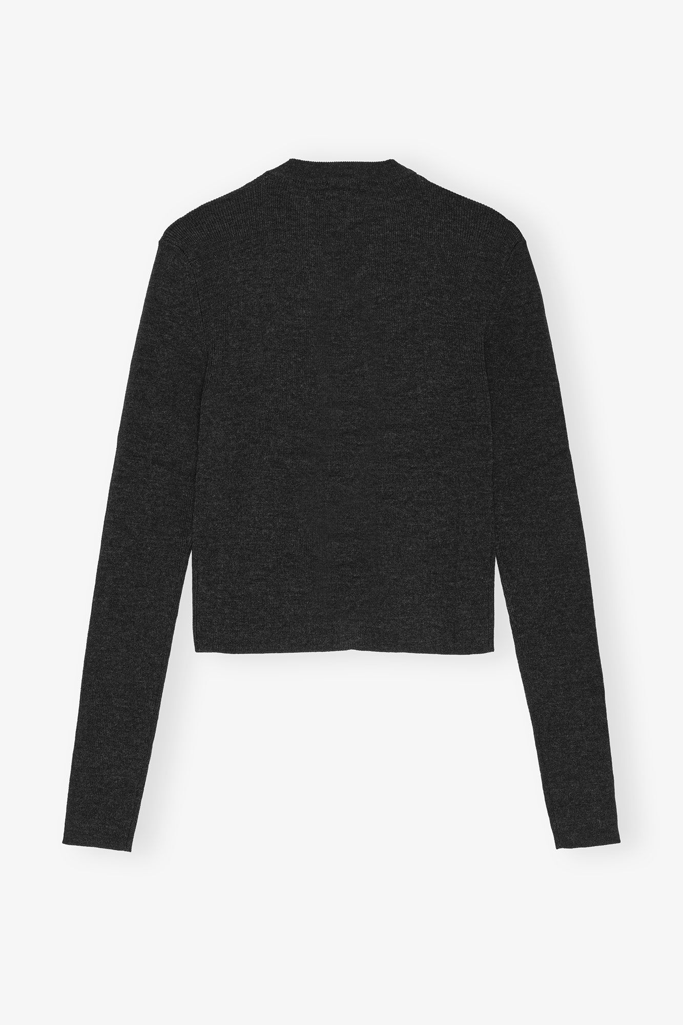 BLACK MINI RIBBED MERINO CARDIGAN - 6