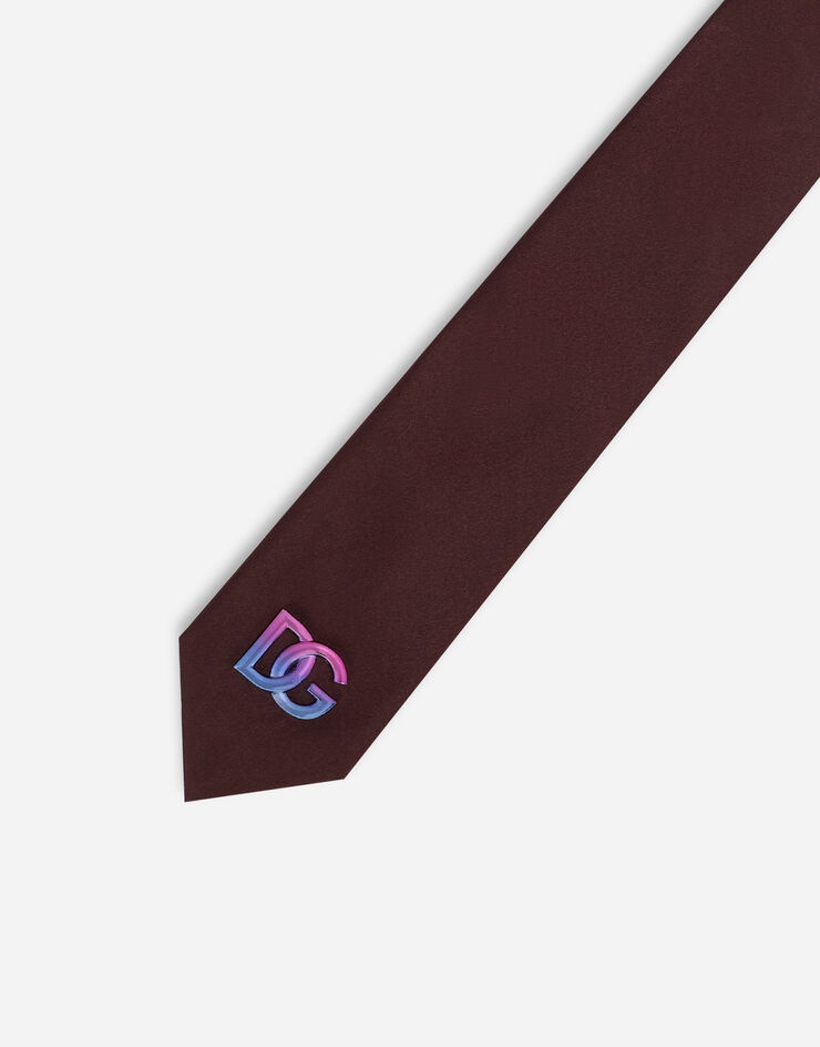 6-cm silk blade tie with metal DG logo - 3