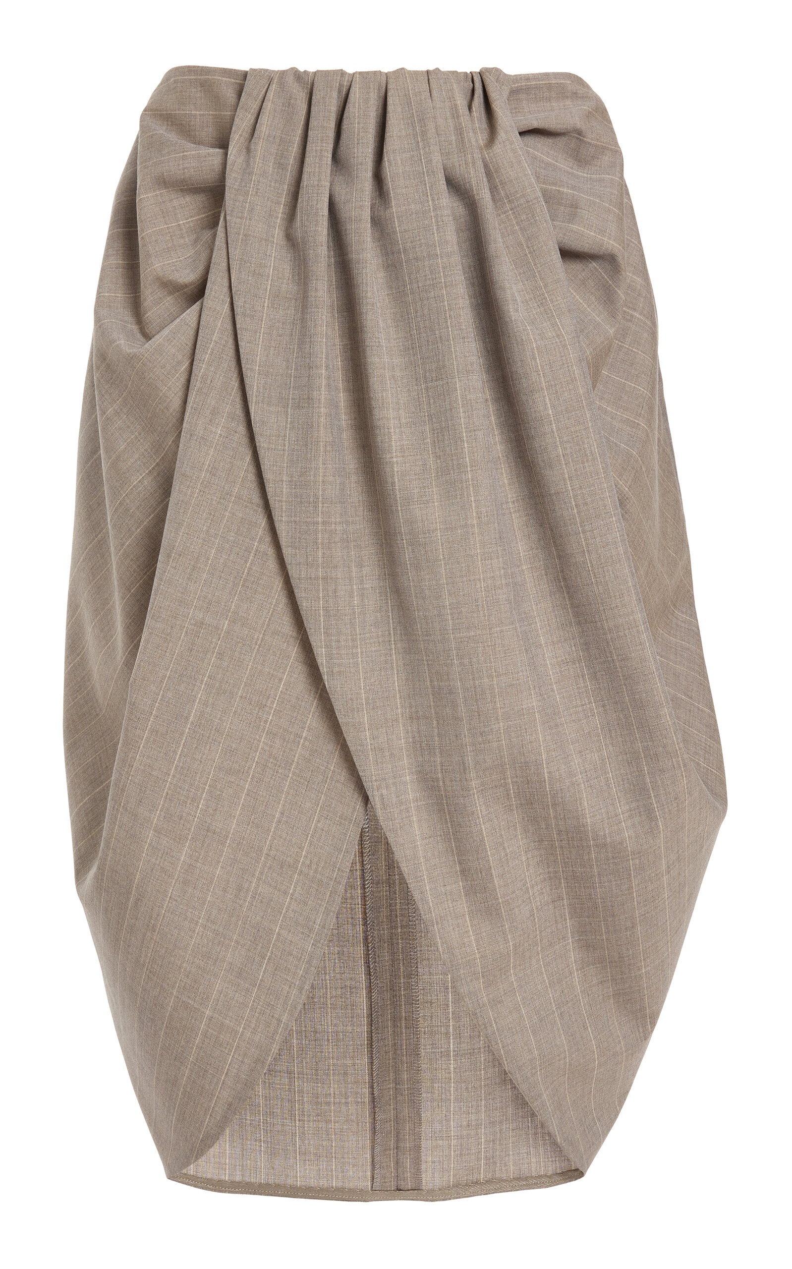 Draped Wool Melange Midi Skirt grey - 1
