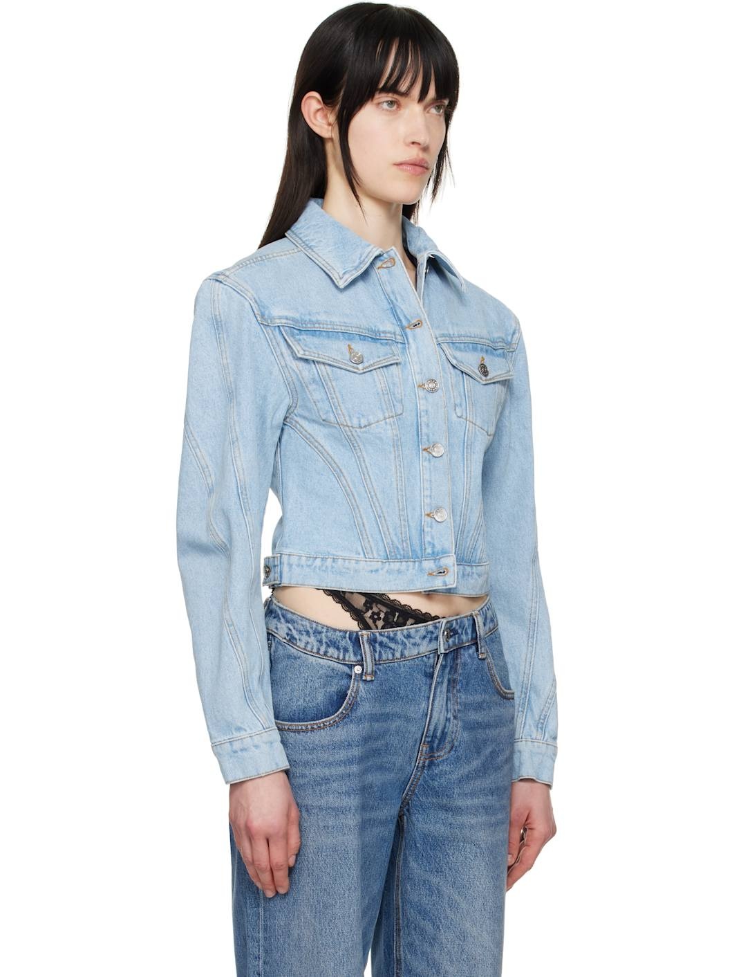 Blue Paneled Denim Jacket - 2