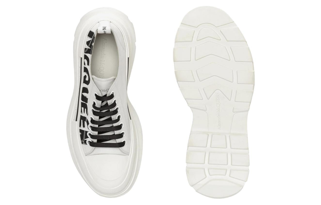 Alexander McQueen Tread Slick Low Lace Up Canvas Graffiti 'White Black' 682423WIABD9488 - 5