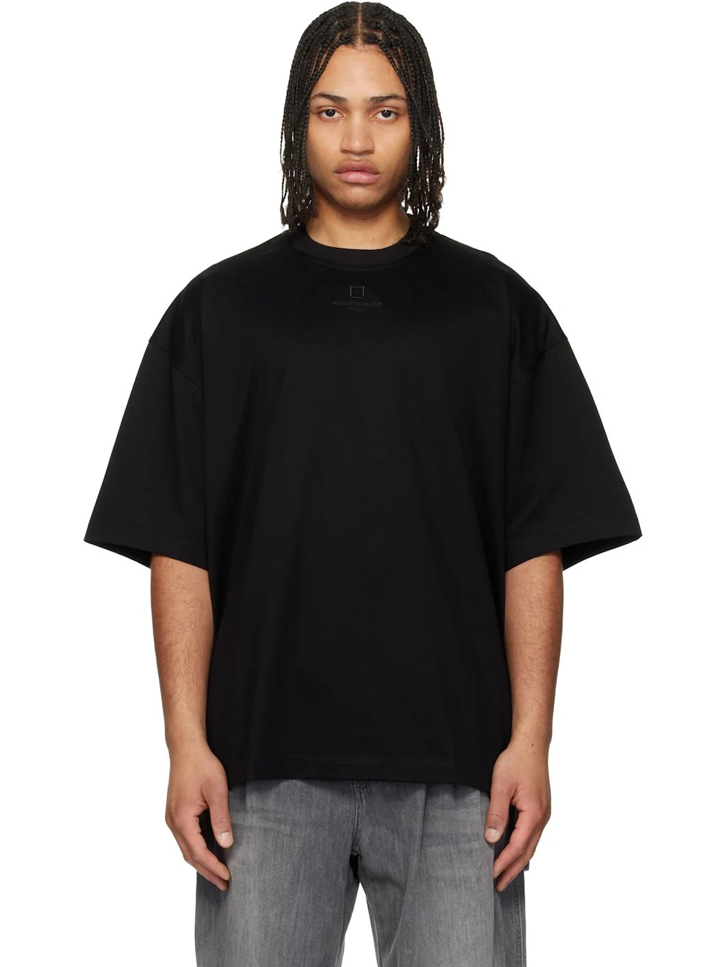 Black Cotton Over Size T-shirt - 1