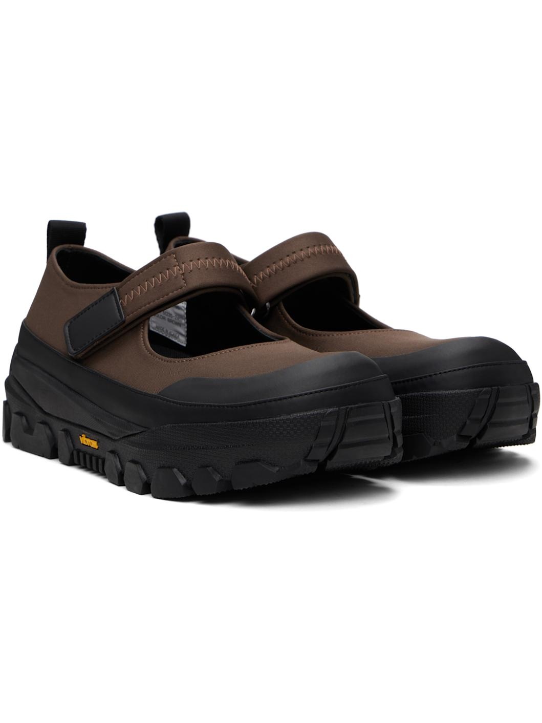 Brown & Black Vibram Mary Jane Ballerina Flats - 4