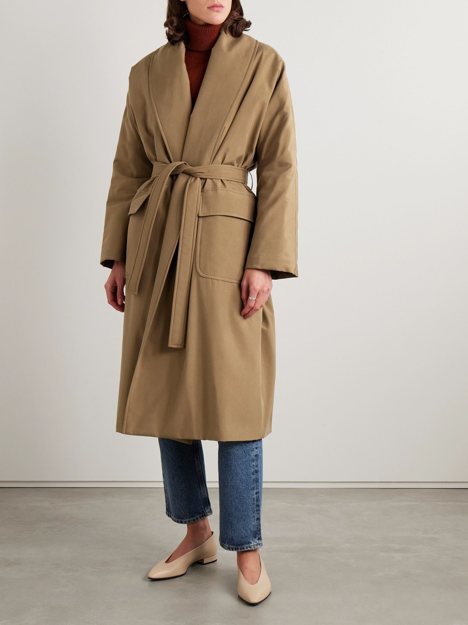 Dwight belted silk coat Light brown - 3