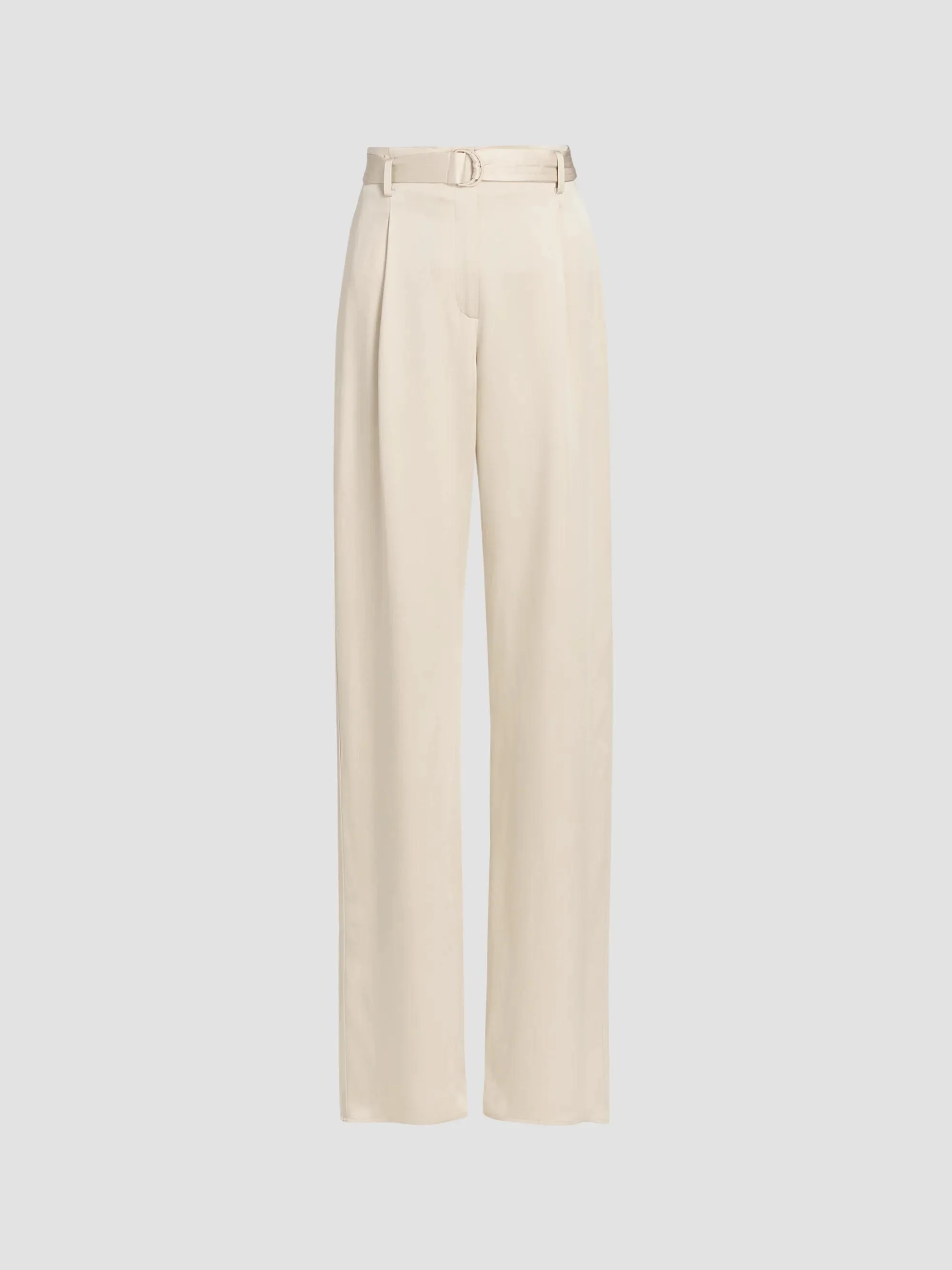 Women's Satin Belted Pants - Sand - 1