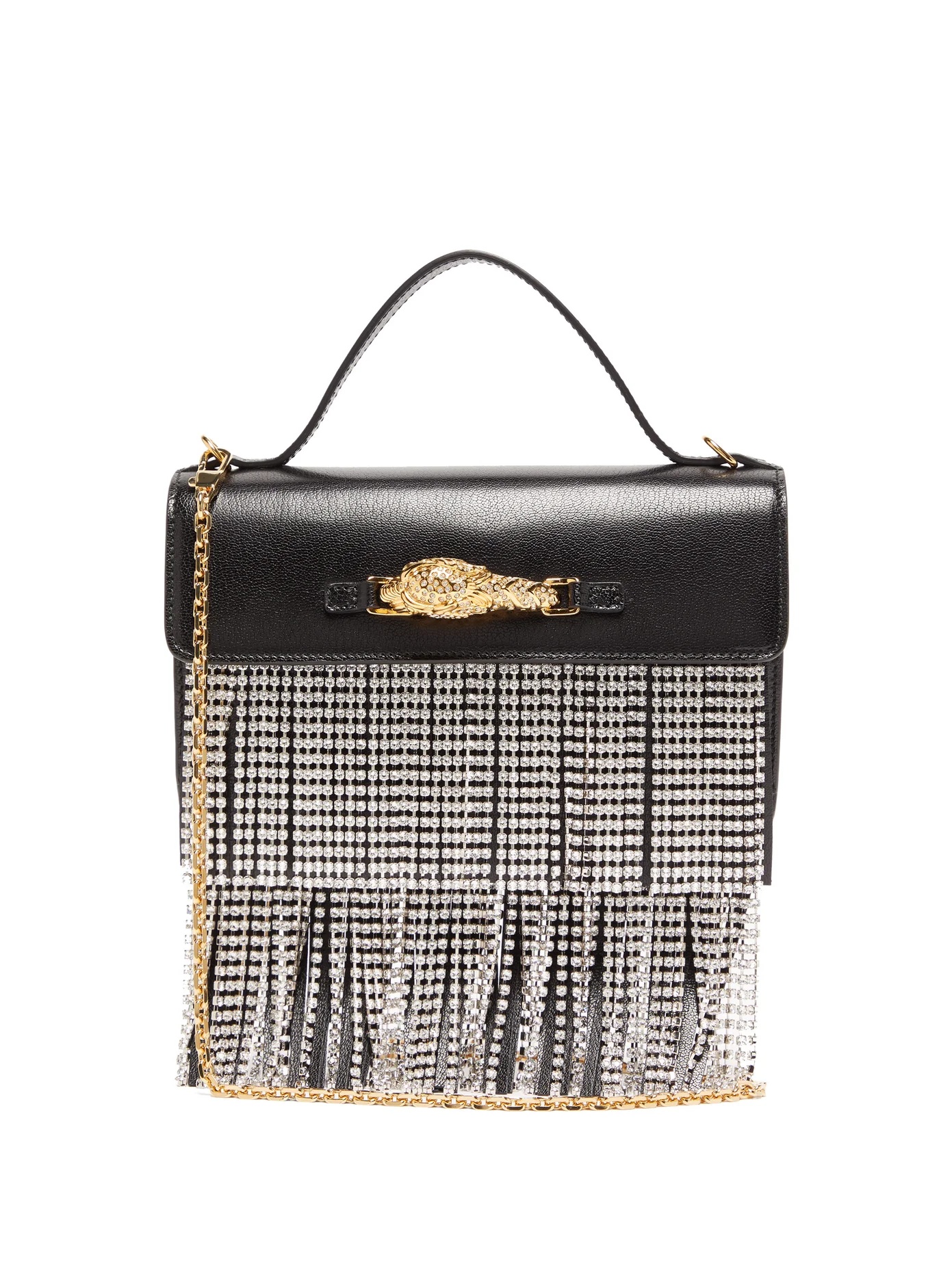 Broadway crystal-fringe leather shoulder bag - 1