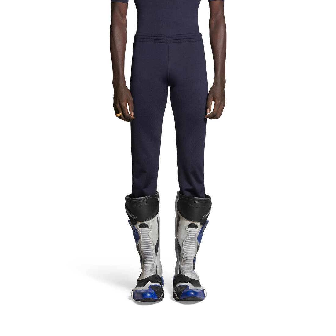 Low-waist Fitted Pants in Navy Blue - 5