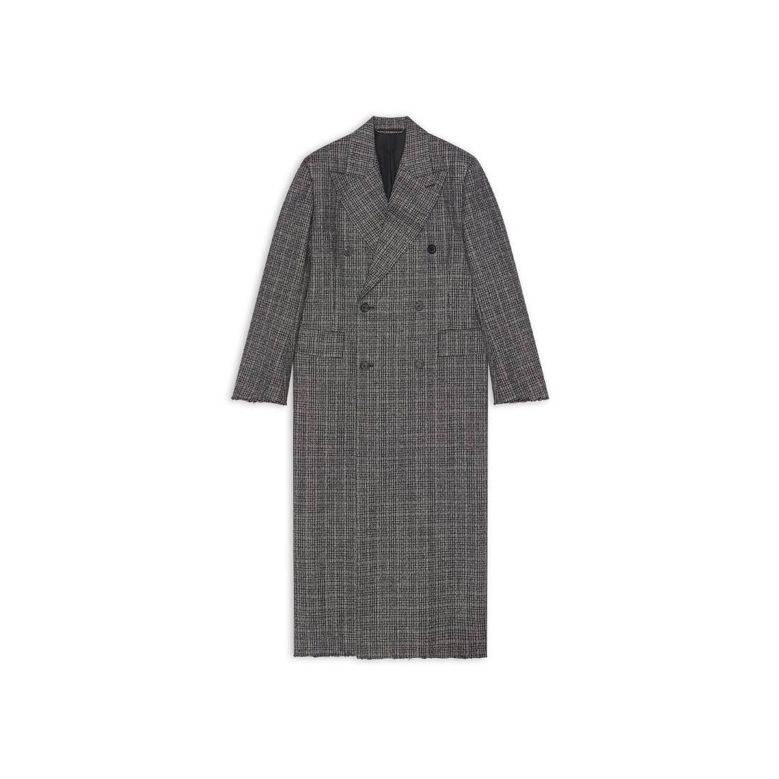 Balenciaga check-pattern wool felt coat - Grey