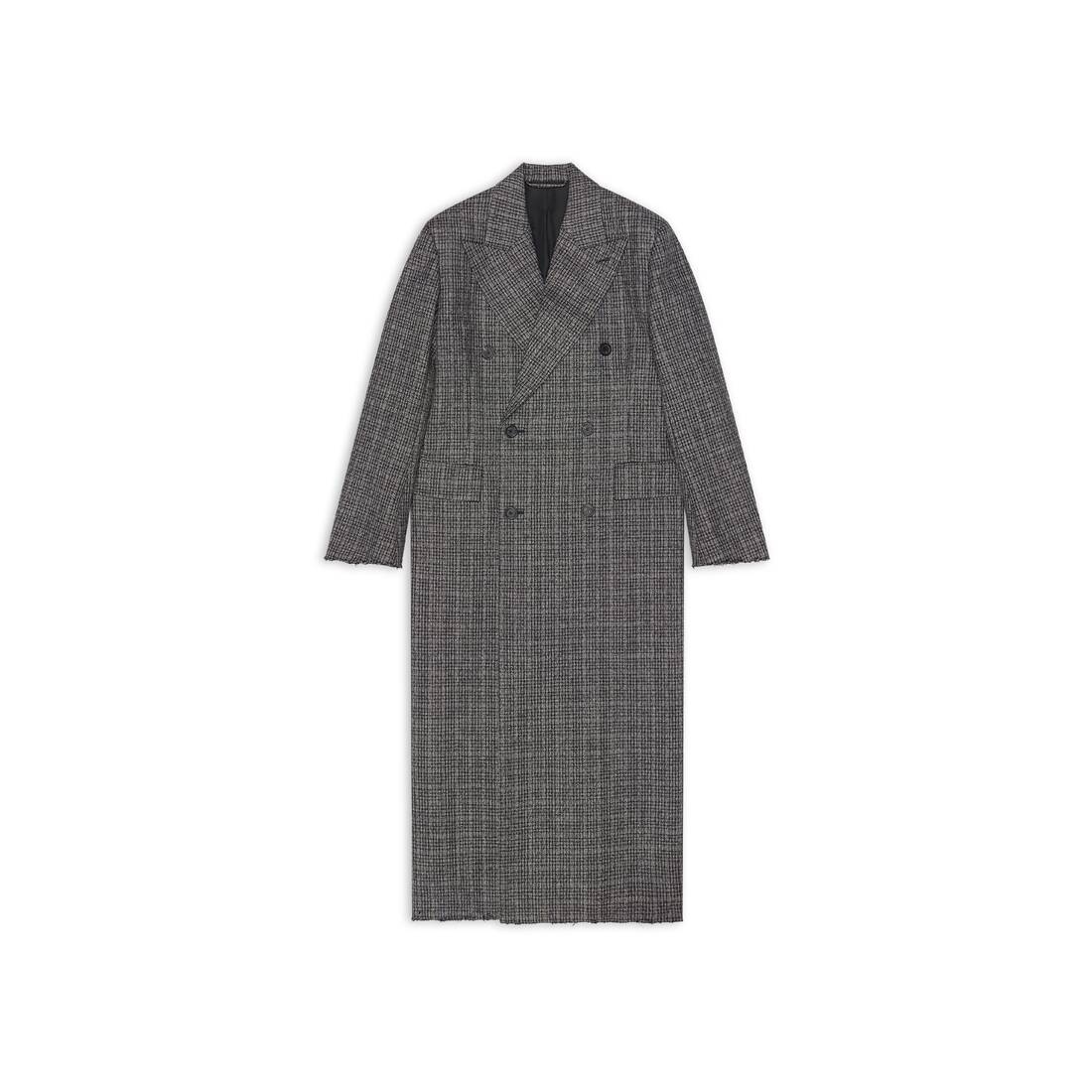 Balenciaga check-pattern wool felt coat - Grey