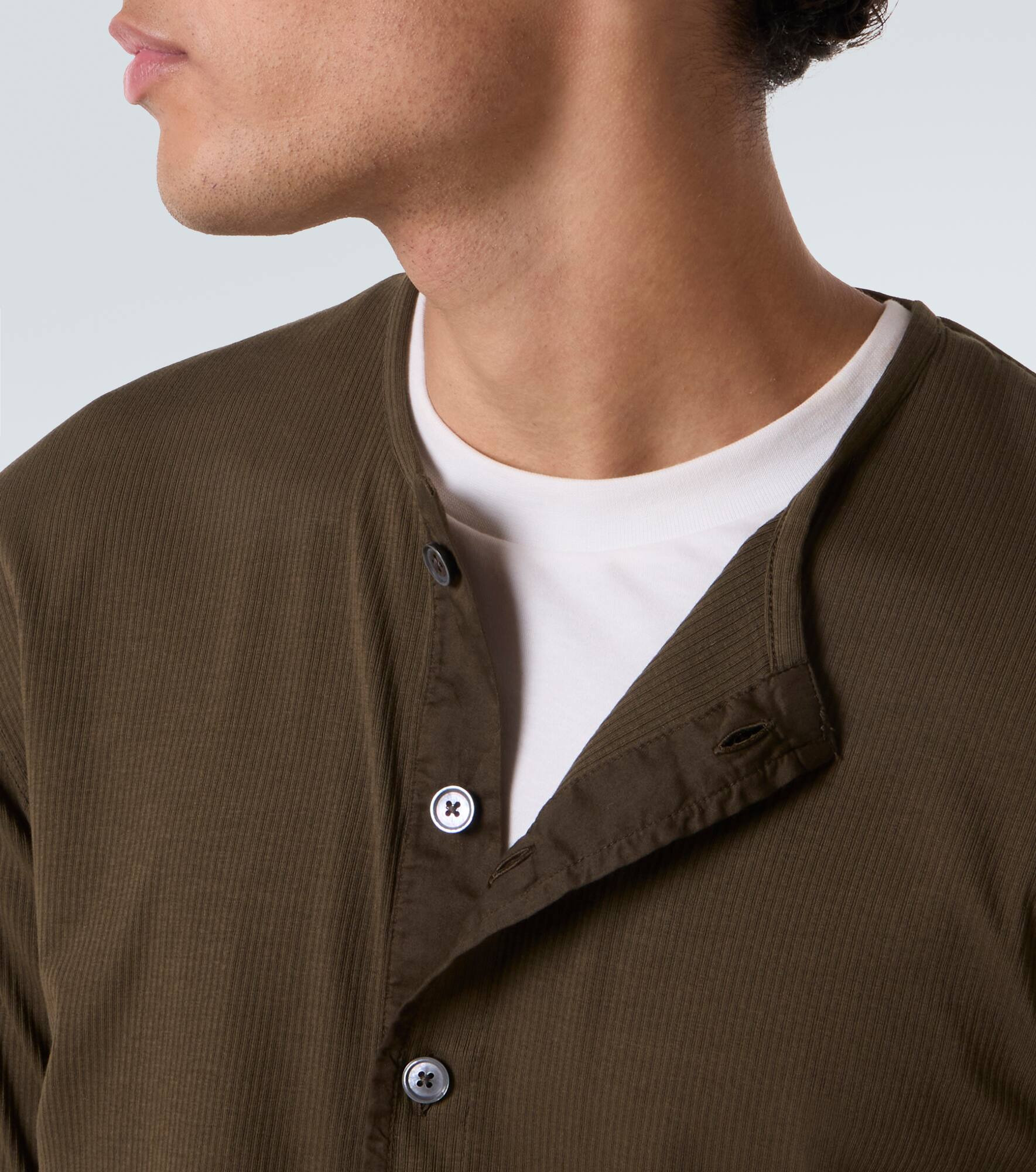 Ribbed-knit cotton-blend Henley shirt - 6