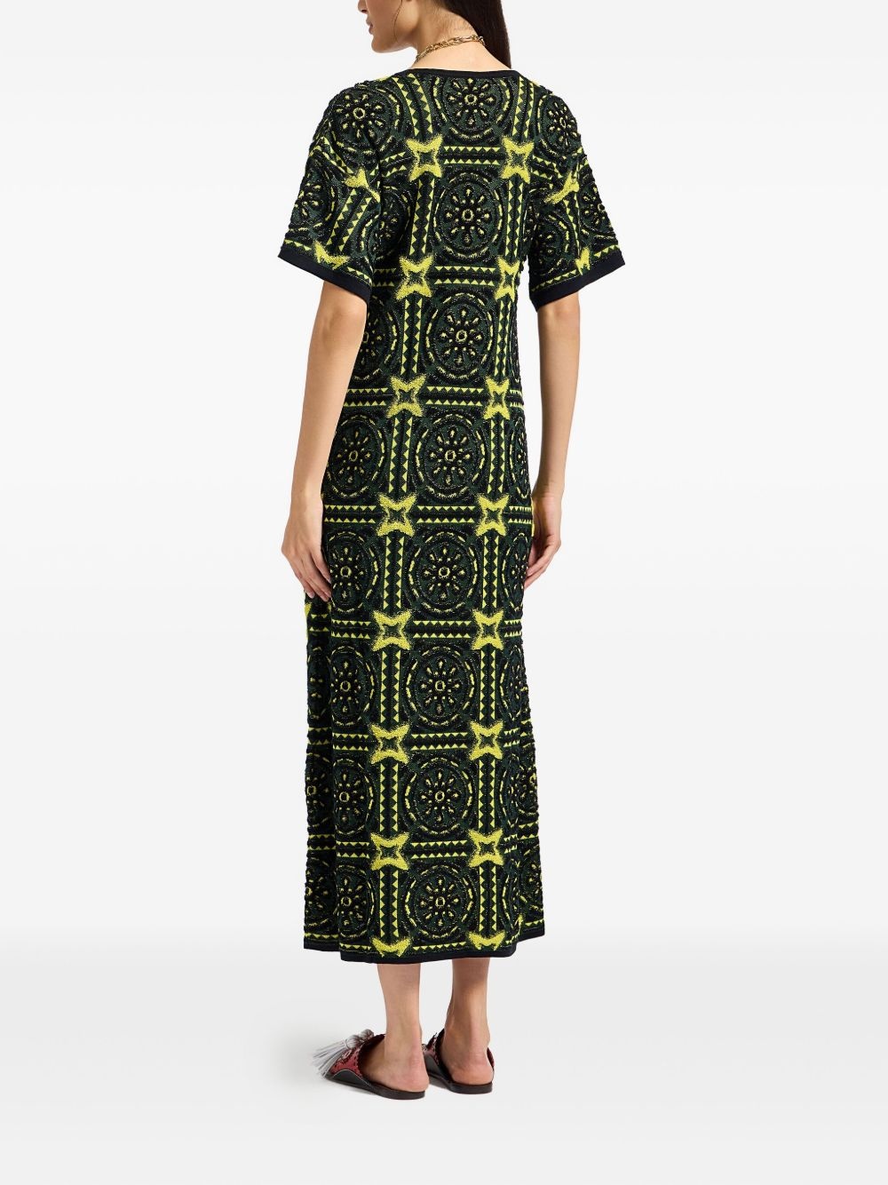 geometric-embroidered midi dress - 3