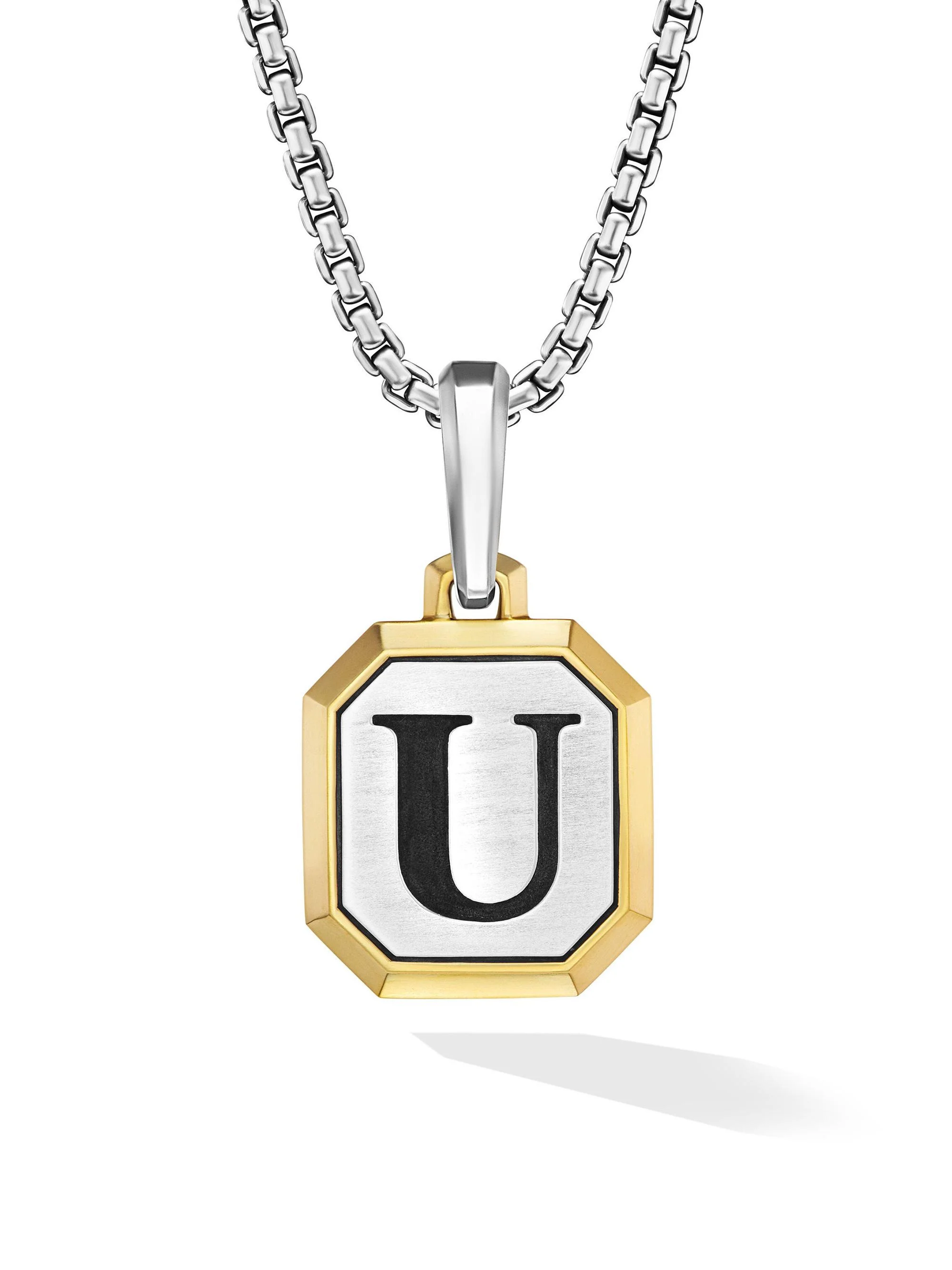 Men's Initial Amulet in Sterling Silver - U Silver - 1
