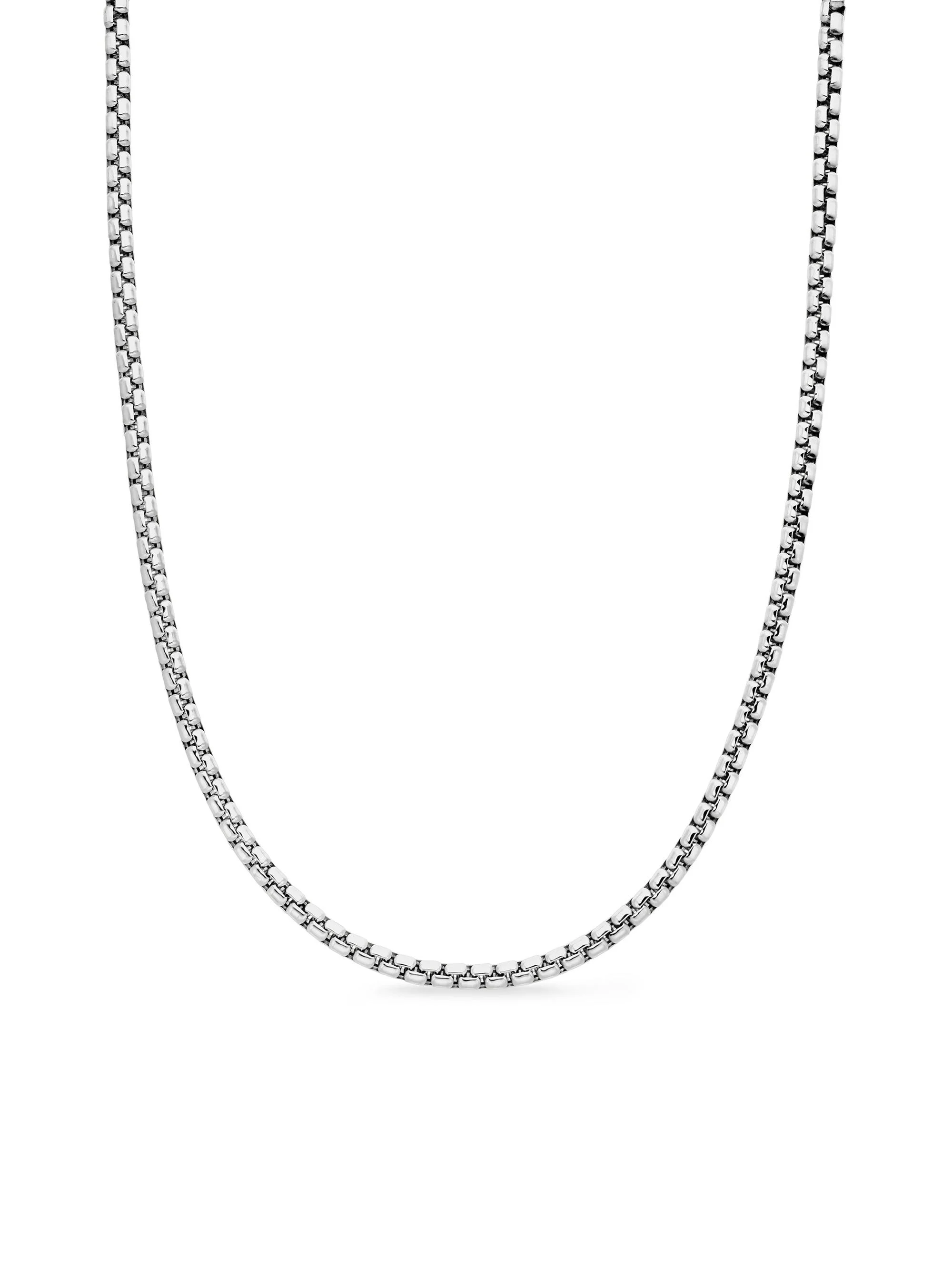 Men's Box Chain Necklace in 18K White Gold, 3.4MM - White Gold - 1