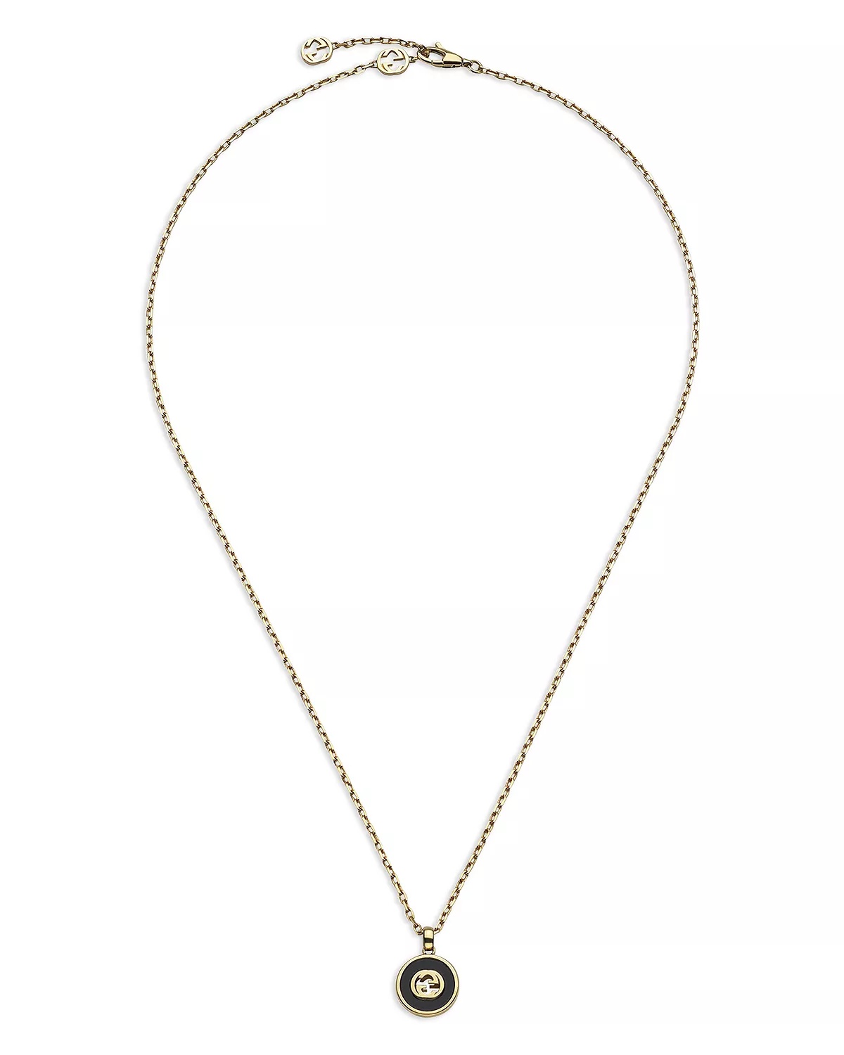 18K Yellow Gold Interlocking Onyx & Diamond Logo Pendant Necklace, 16" - 4