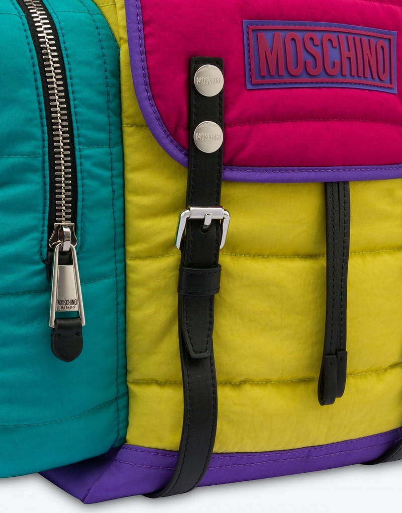 COLOUR-BLOCK PADDED NYLON BACKPACK 4