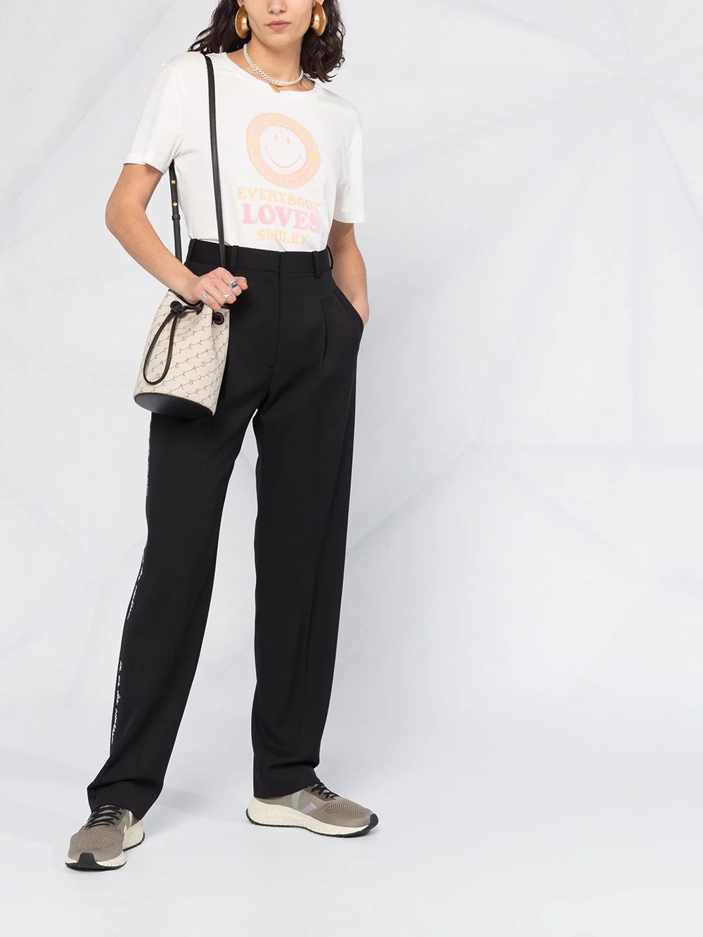 tape detail straight trousers - 2