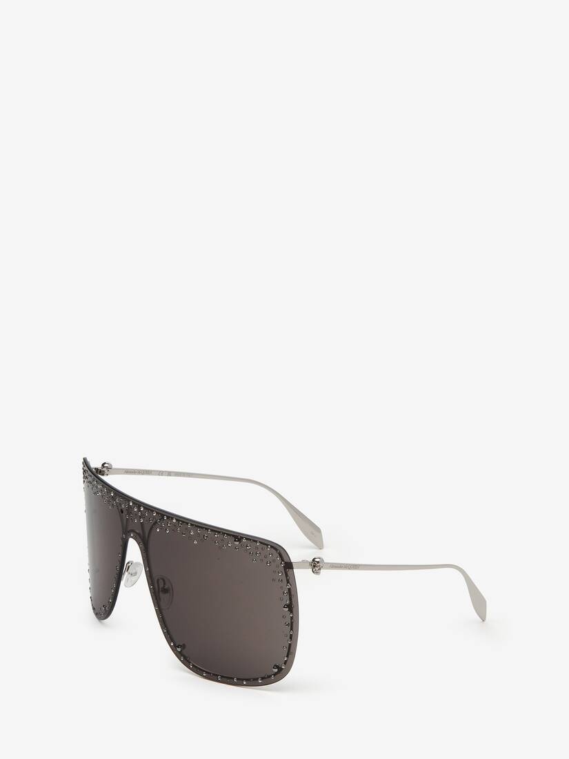 Jewelled Skull Mask Sunglasses in Silver/smoke - 2