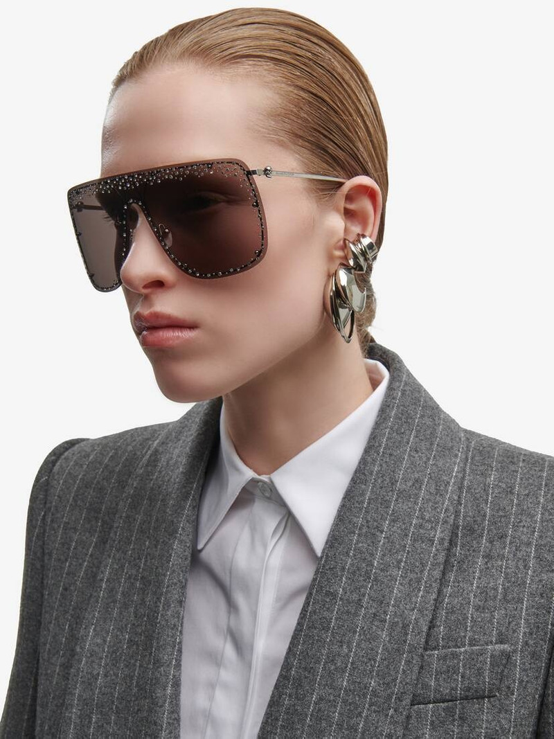 Alexander McQueen Jewelled Skull Mask Sunglasses in Silver/smoke outlook