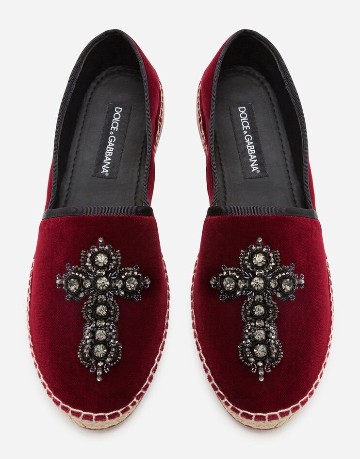 Velvet espadrilles with rope sole and cross embroidery - 4