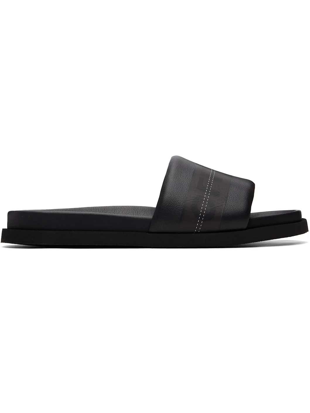 Black Industrial Belt Slider Sandals - 1