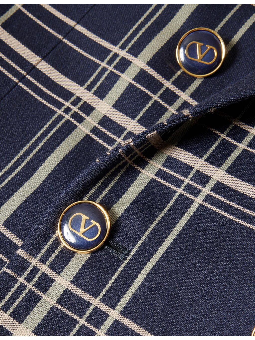 Check-Print Peak-Lapels Wool And Cotton Blazer - 6