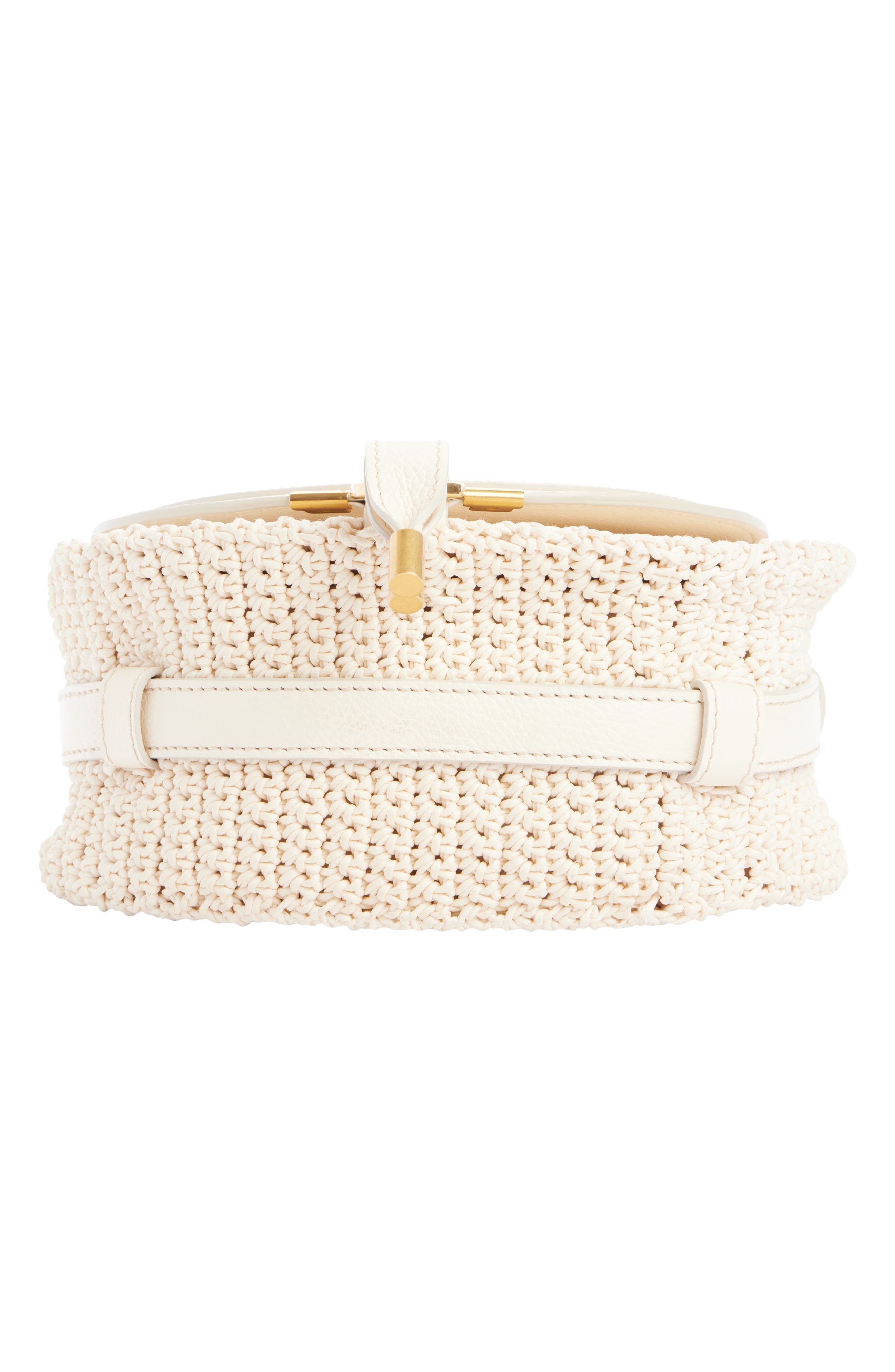 Chloé Small Marcie Crochet Trim Leather Crossbody Bag in White at Nordstrom - 6