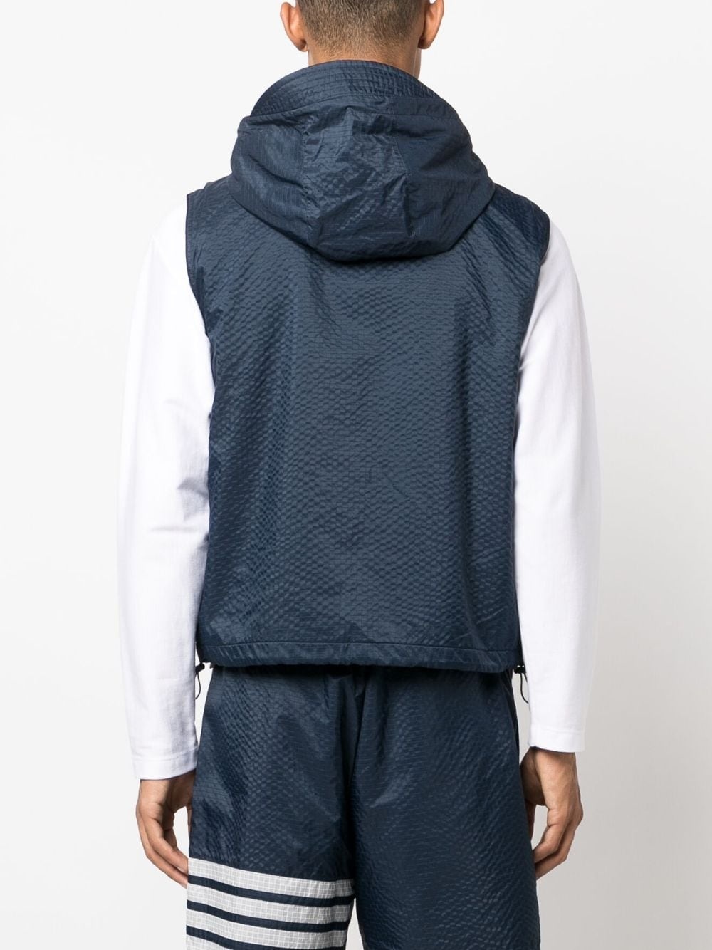 4-Bar stripe ripstop hooded gilet - 4