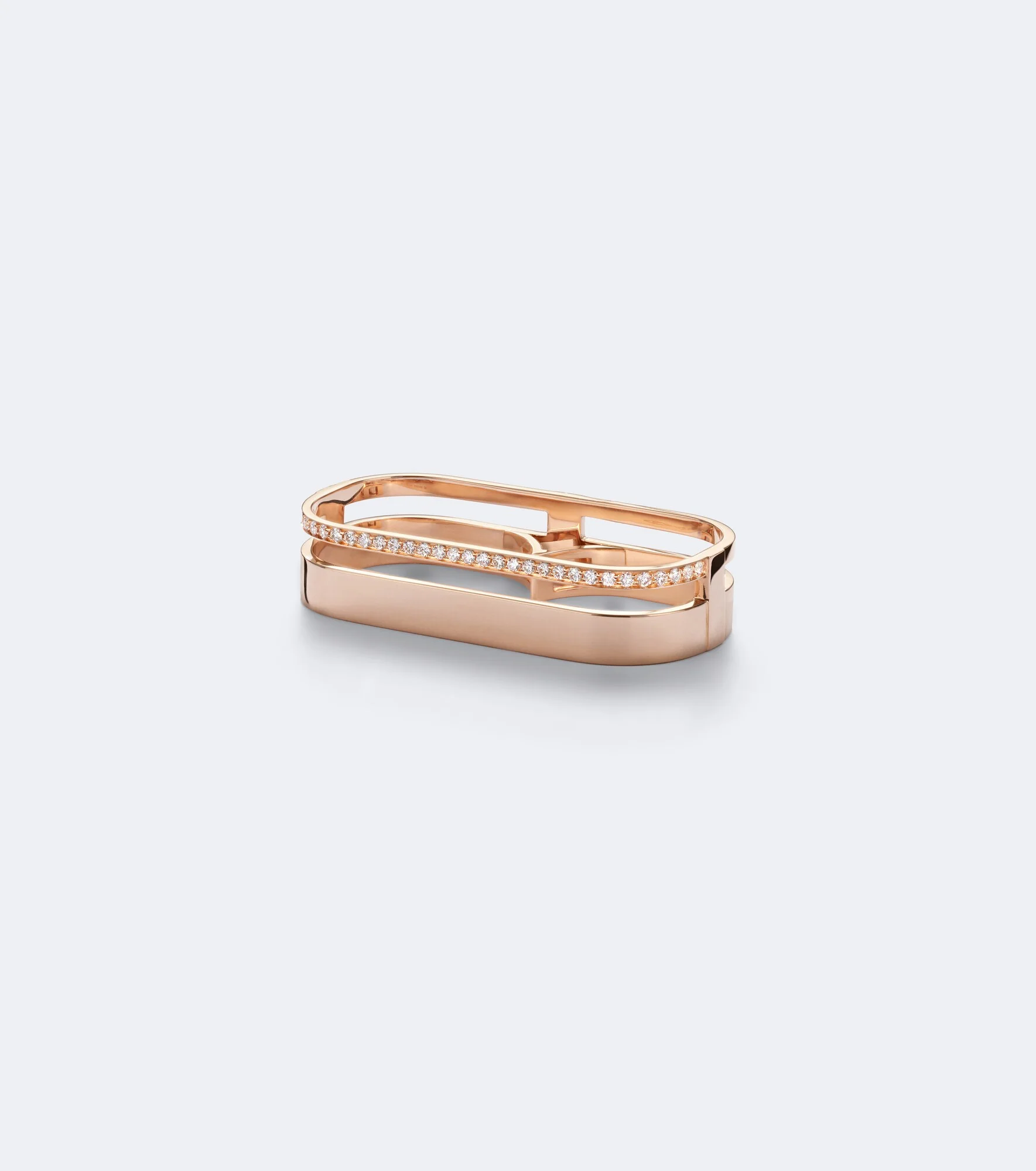 Berbere 18kt rose gold double ring with diamonds - 1