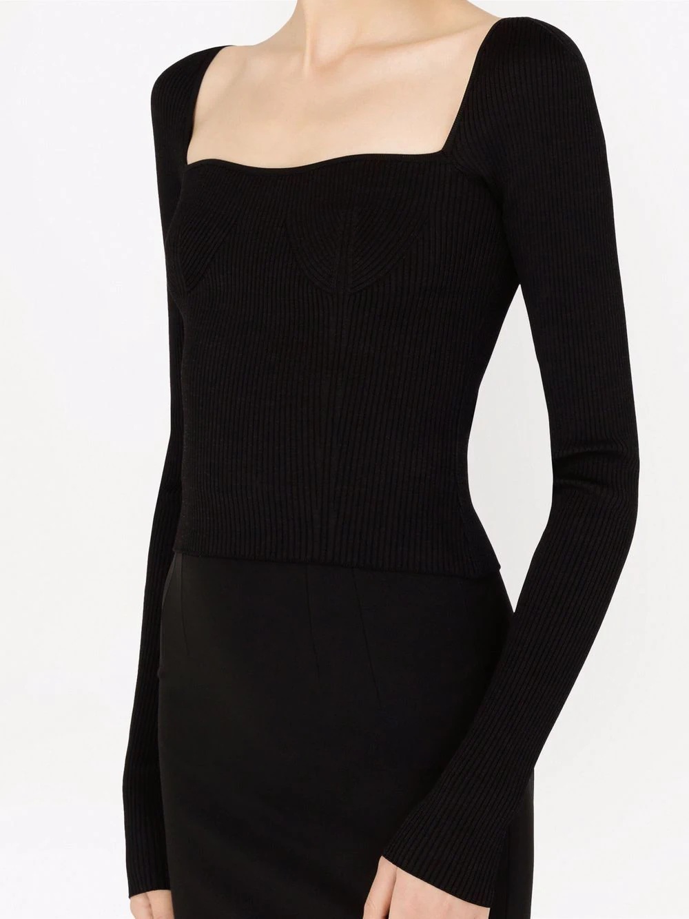 ribbed-knit square-neck jumper - 5