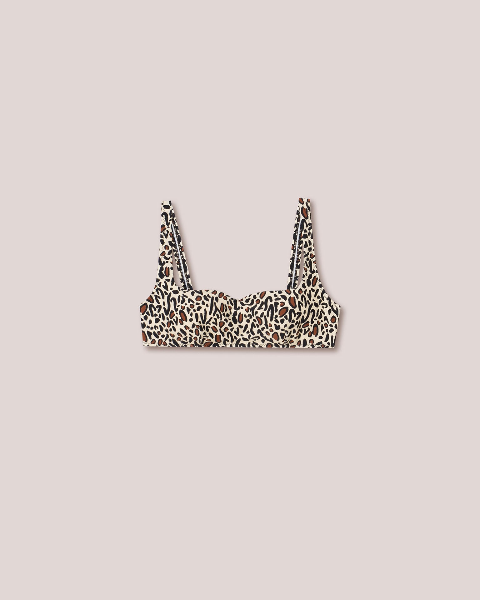 LONA - Matte stretch bikini top - Creme ocelot - 1