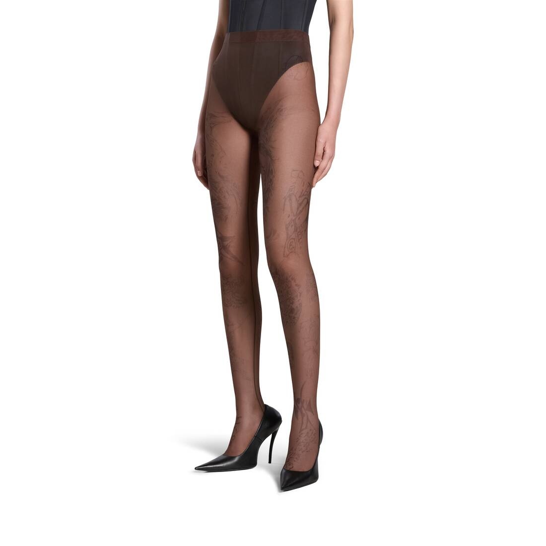 Women's Tat Tights in Brown - 2
