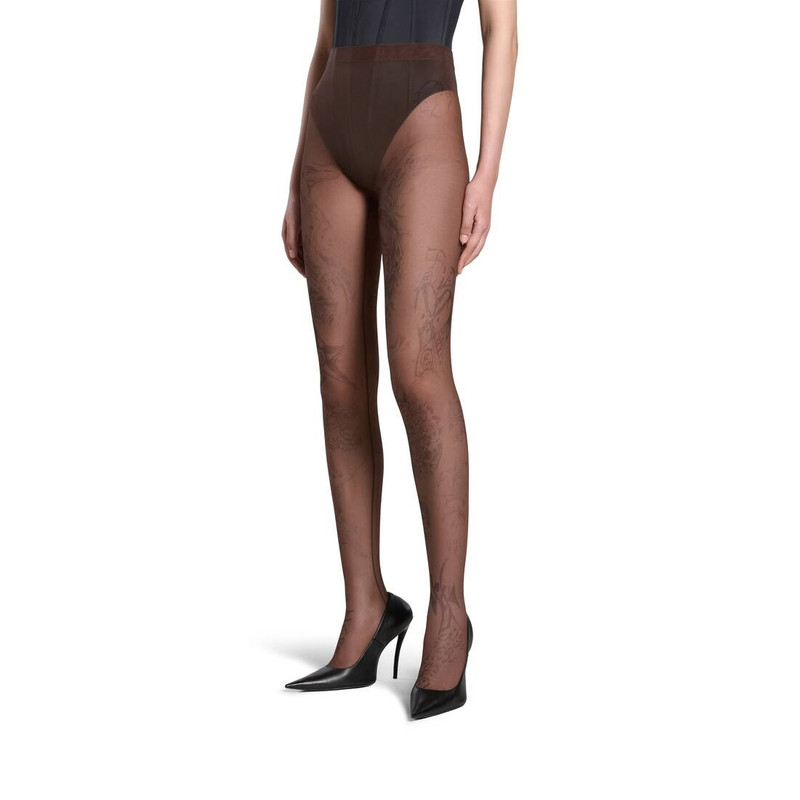 BALENCIAGA Women's Tat Tights in Brown outlook