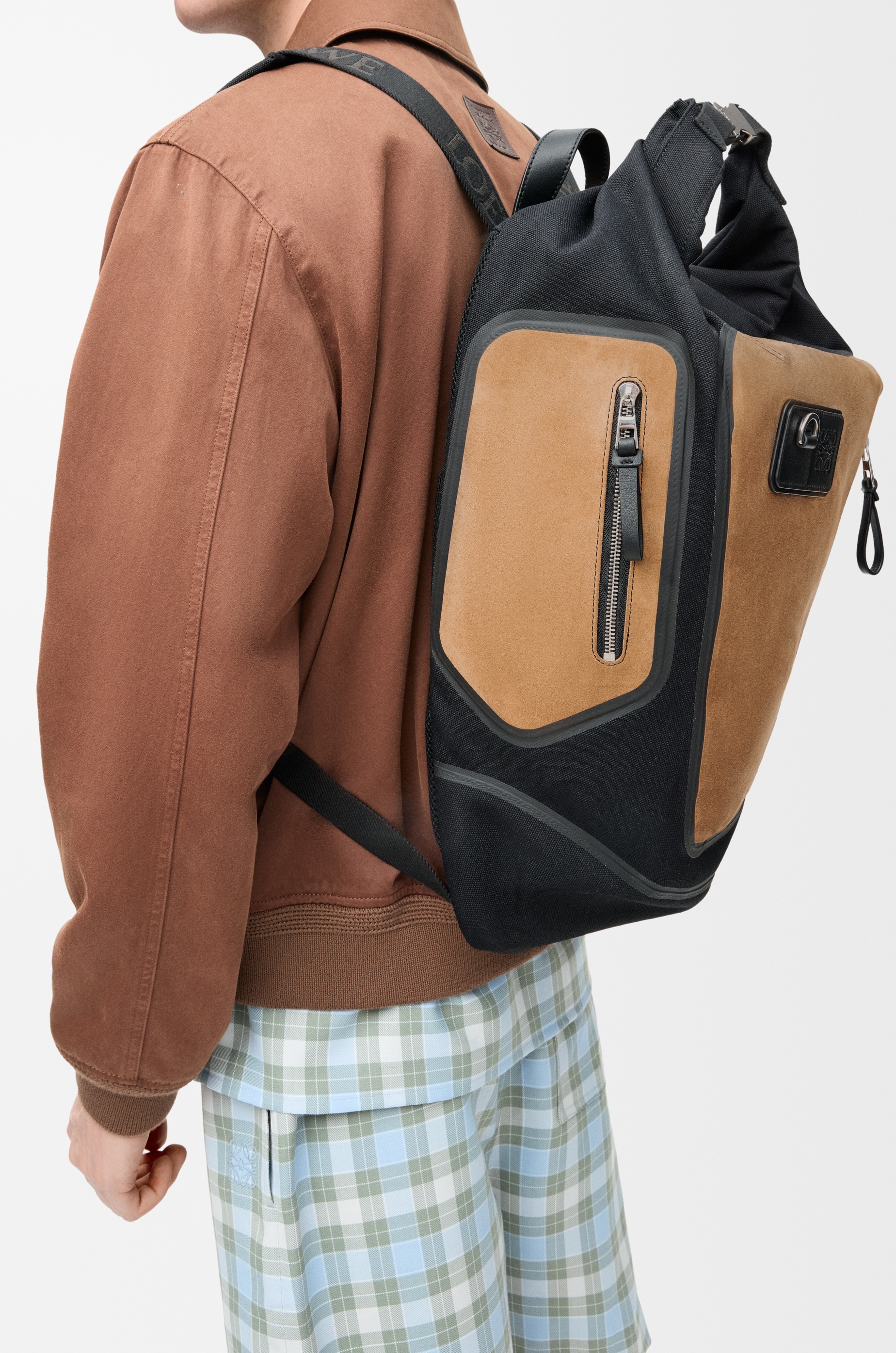 Flex roll-top backpack in canvas and suede - 2