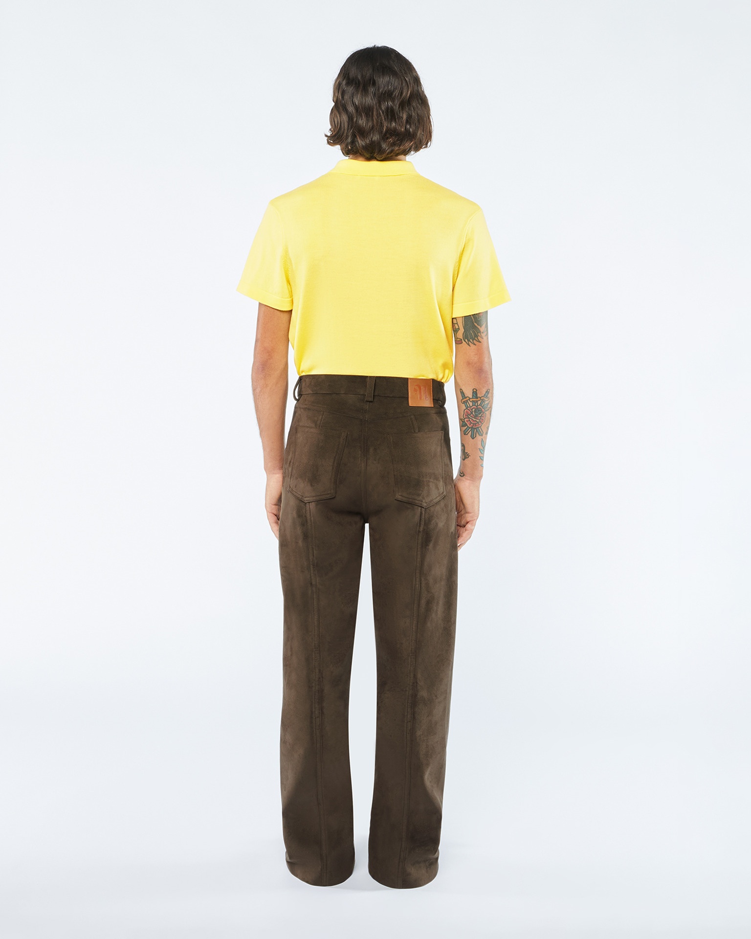 TIBES - Alt-suede split-hem pants - Coffee bean - 5