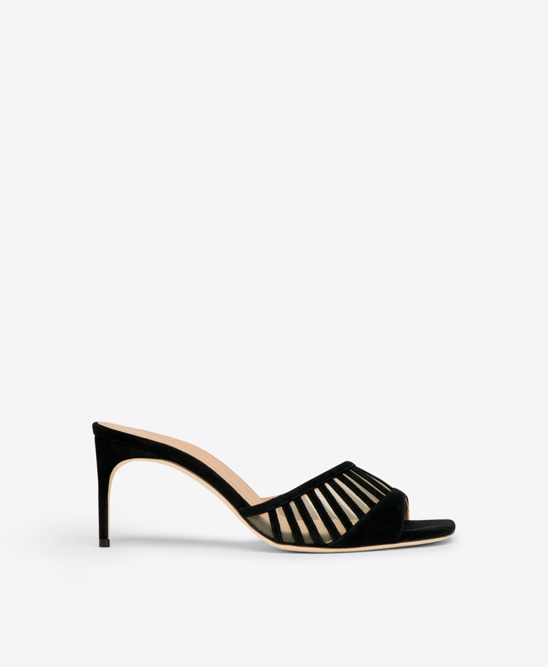 Bellatrix 70 Black Suede Heeled Sandals 1