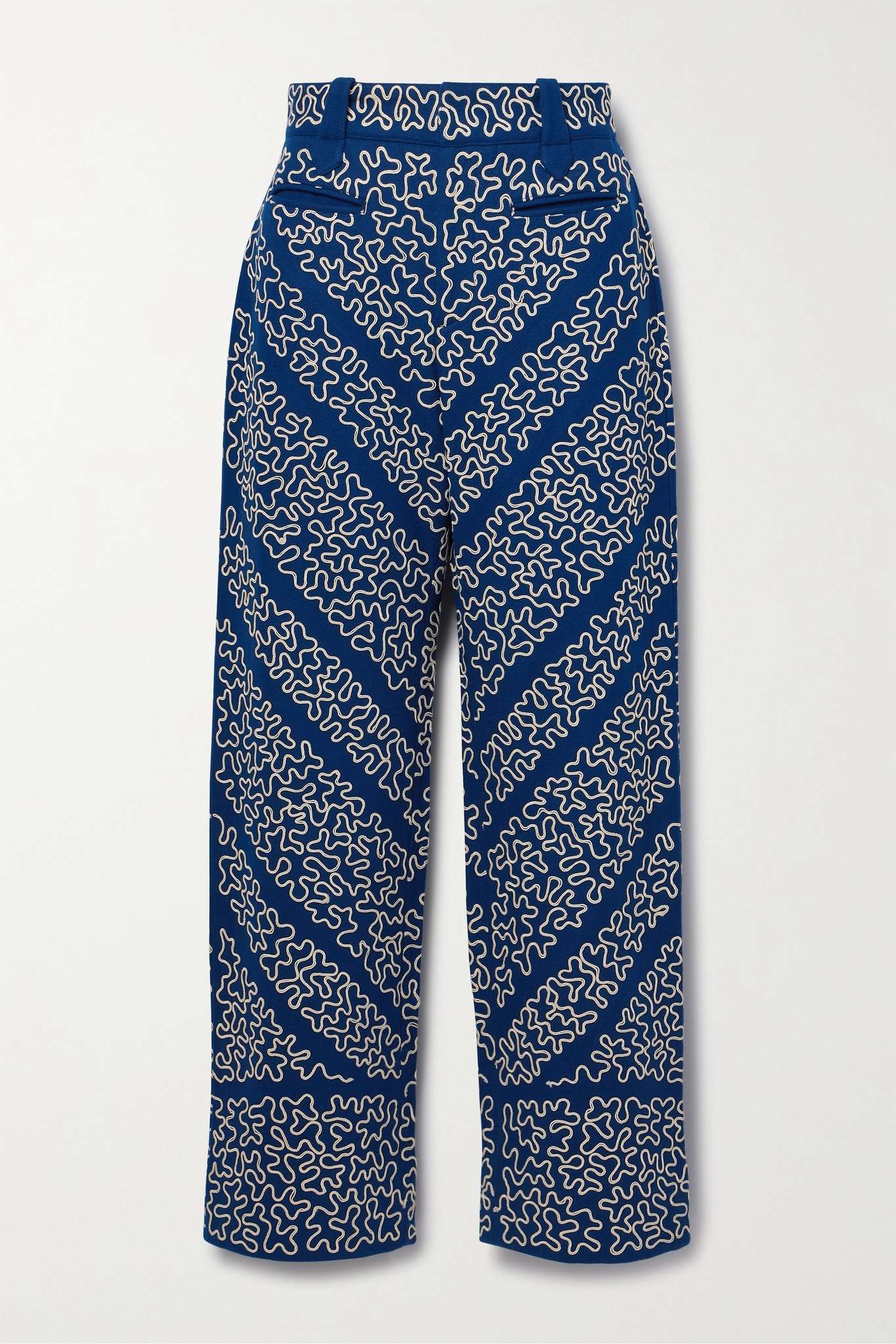 Bombora cropped embroidered wool-blend wide-leg pants - 1