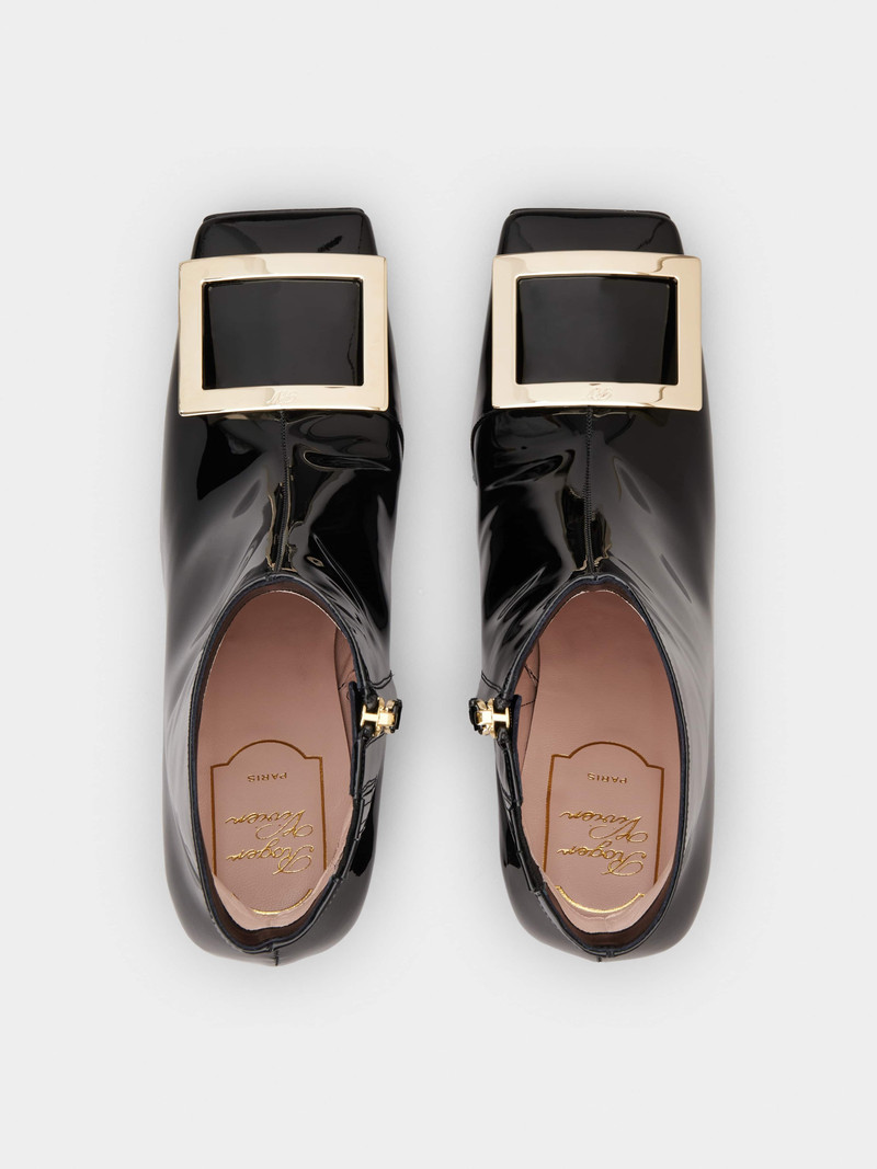 Viv' Square Metal Buckle Ankle Boots in Patent Leather 7