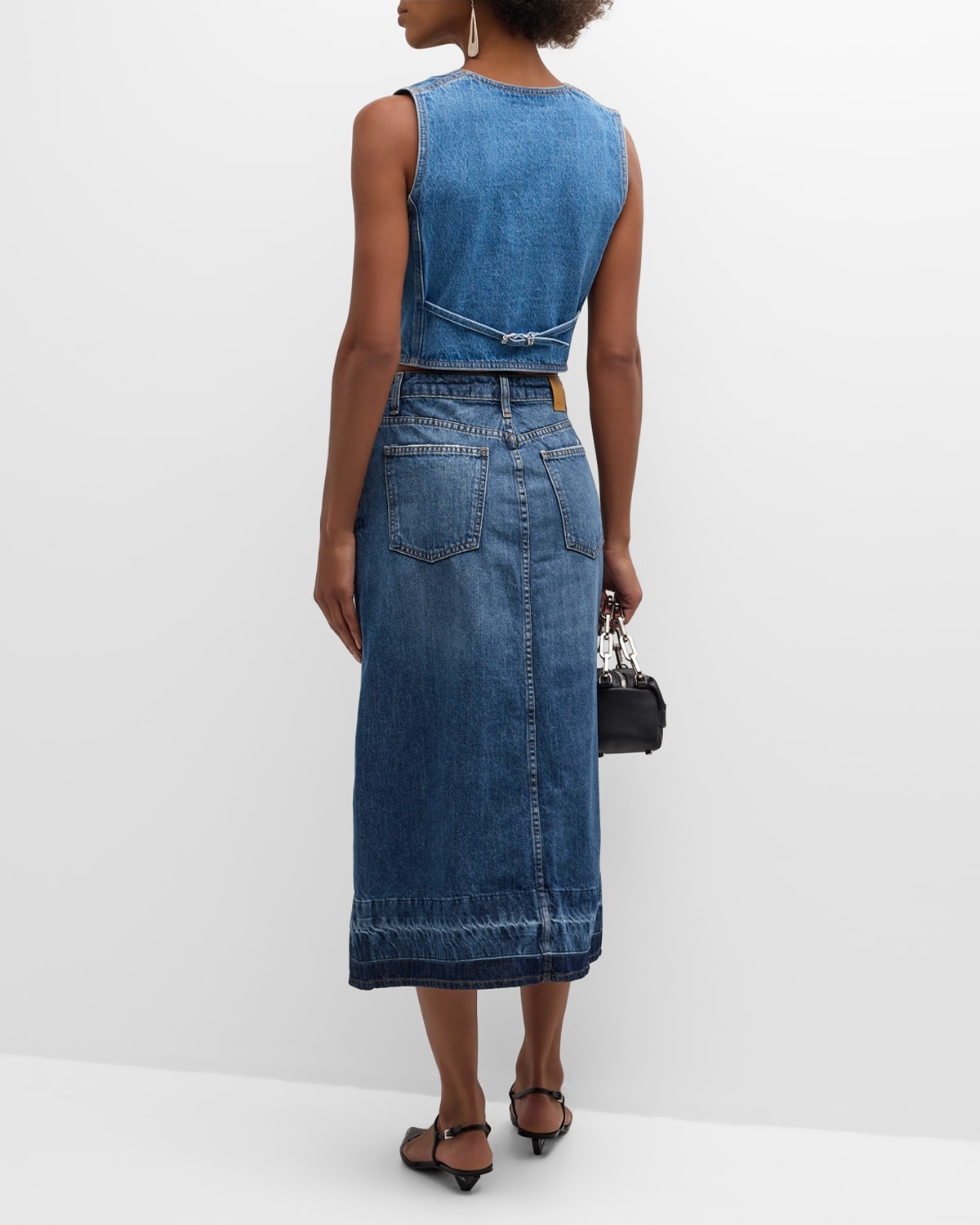 Della Release-Hem Denim Midi Skirt - 4