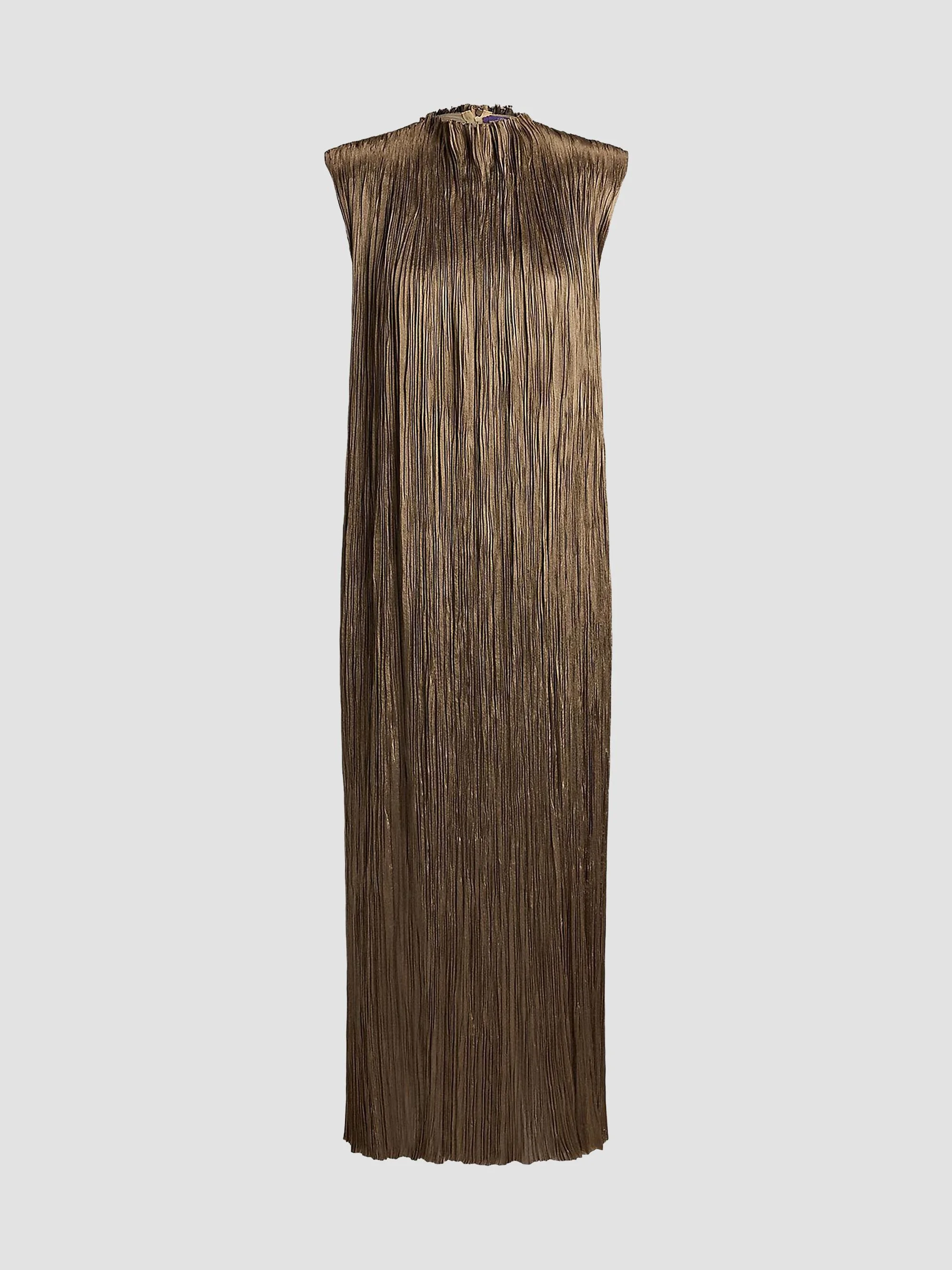 Women's Virna Pleated Lamé Cocktail Dress - Antique Bronze - 1
